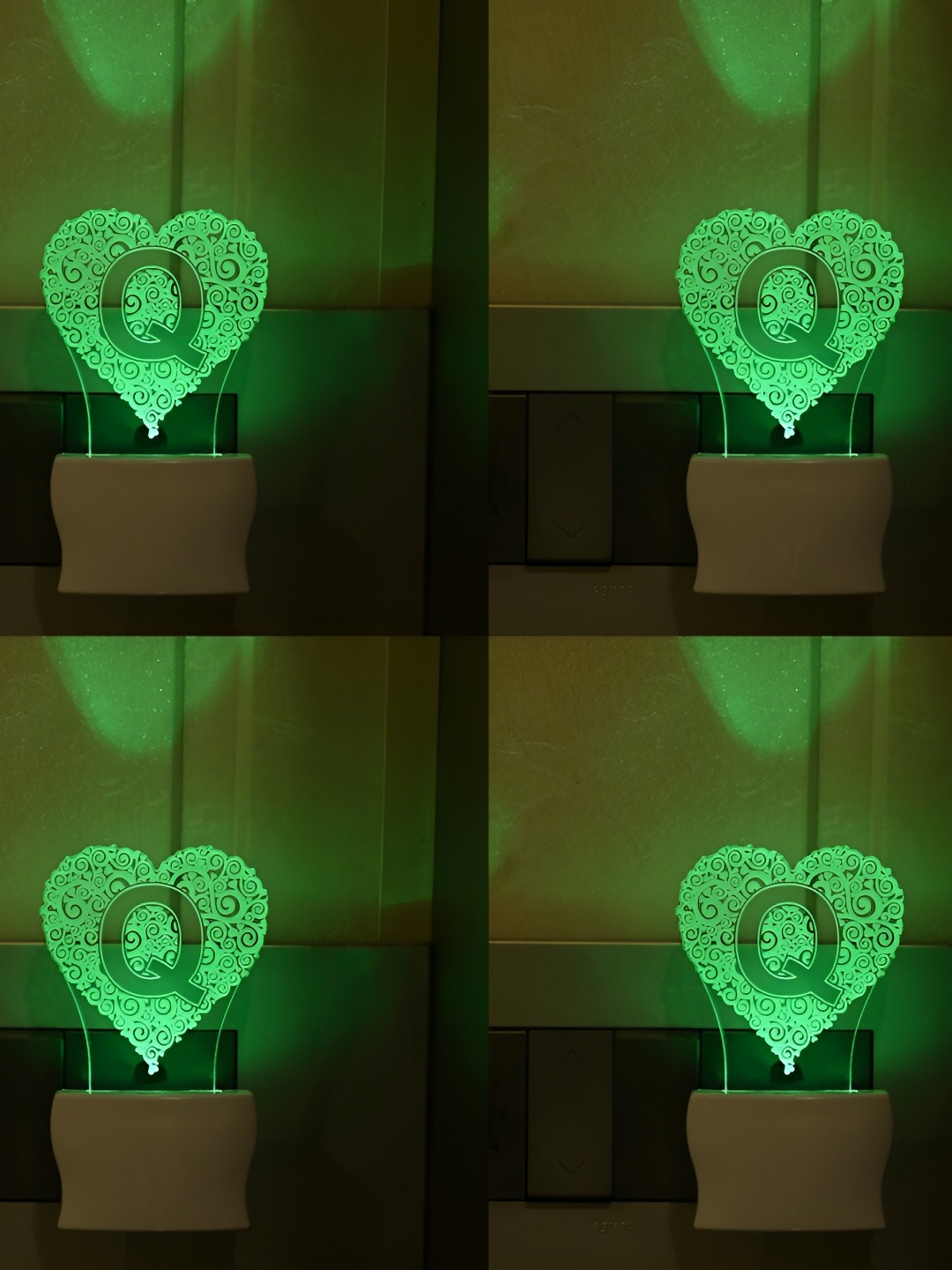 

Afast Green 4 Pieces Printed Contemporary Acrylic Night Wall Lamp