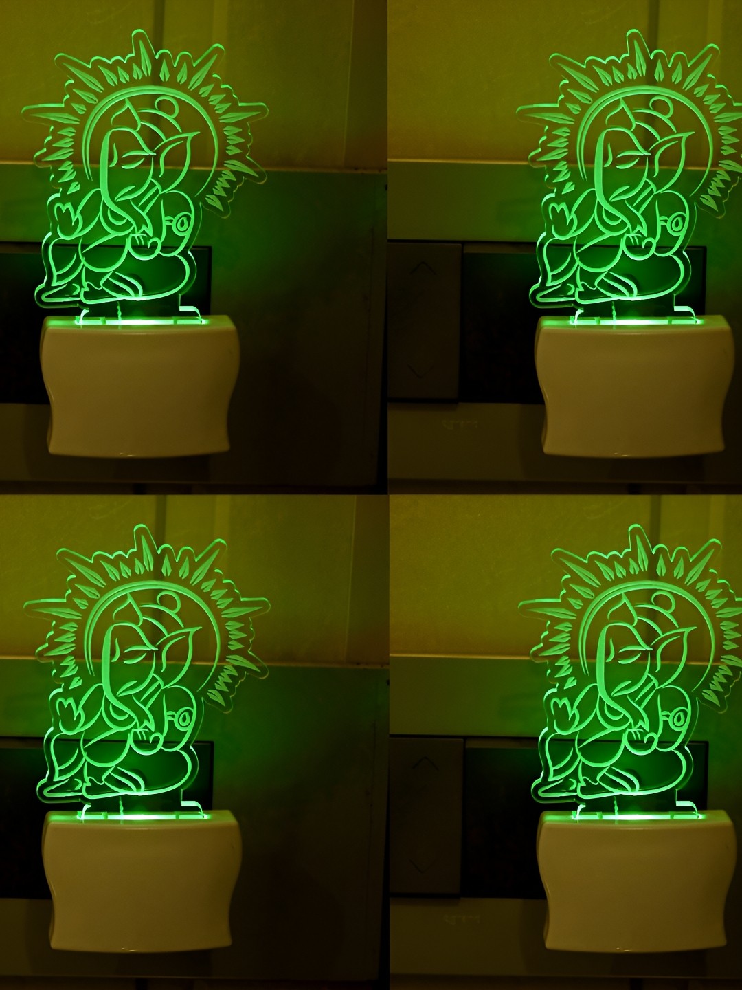

Afast White & Green 4Pcs Printed Acrylic Wall Lamp