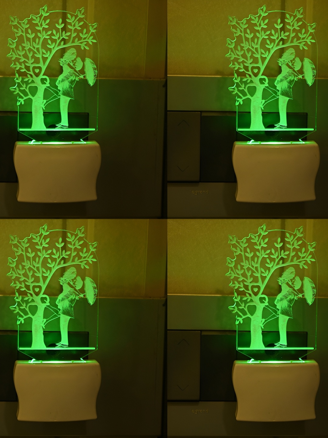 

Afast Green Blue 4 Pieces Printed Abstract Acrylic LED Night Wall Lamp
