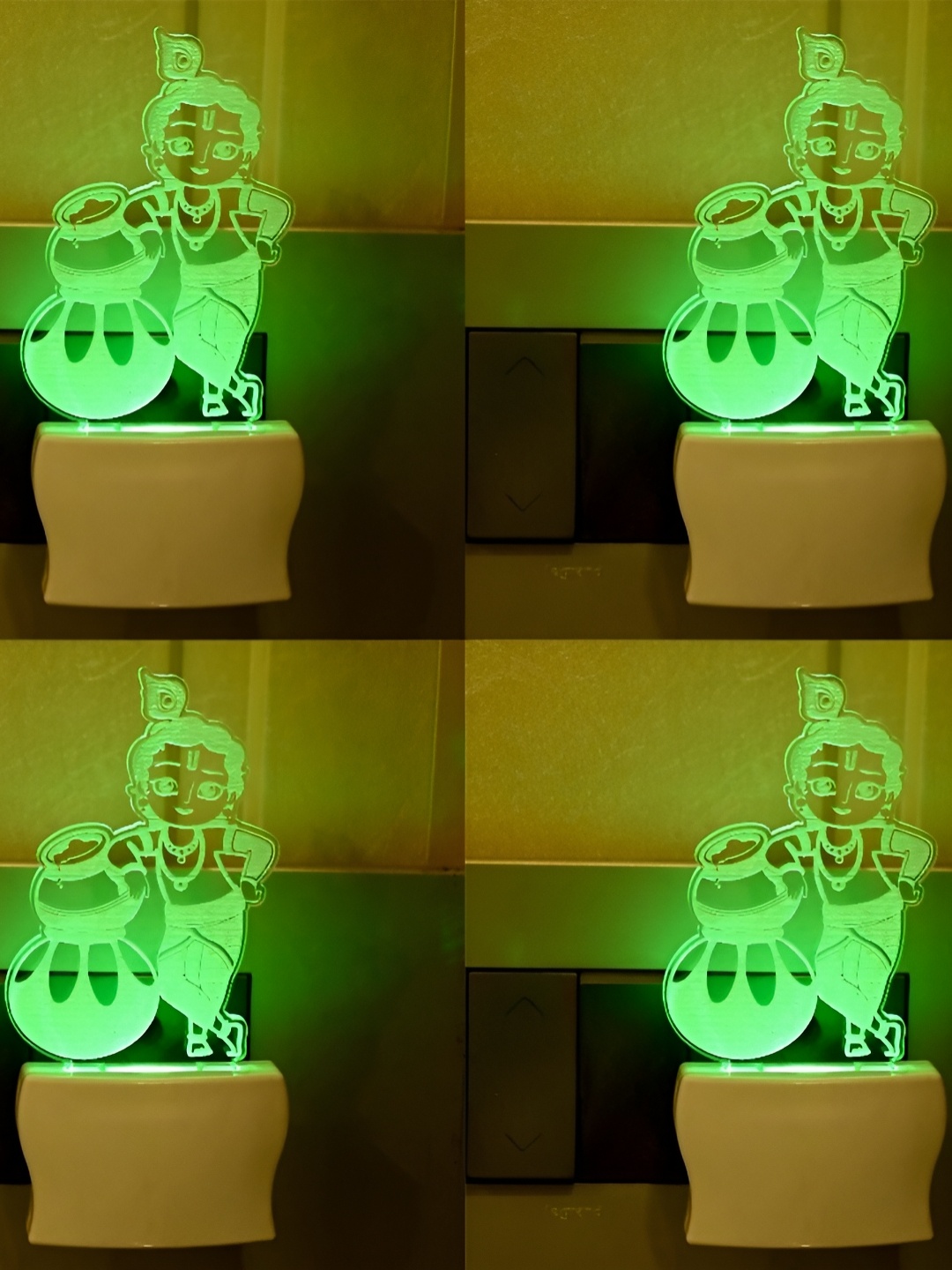 

Afast Green 4 Pieces Printed Abstract Shaped Acrylic Contemporary Led Wall Lamps