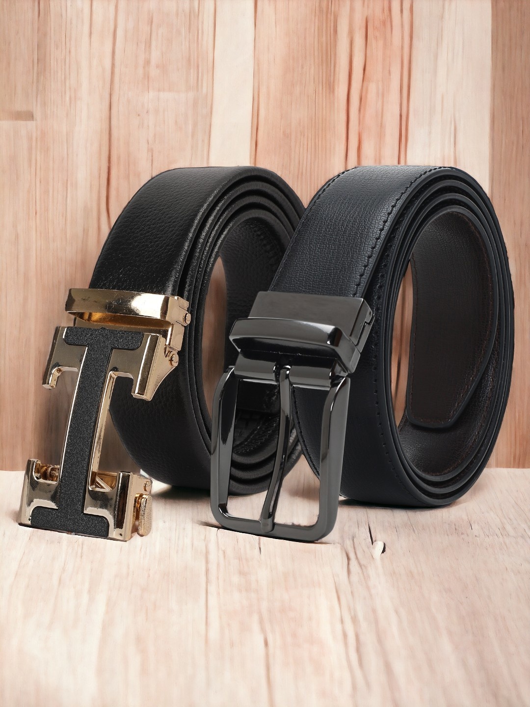 

CRUSSET Men Set Of 2 Textured Reversible Formal Belt, Black