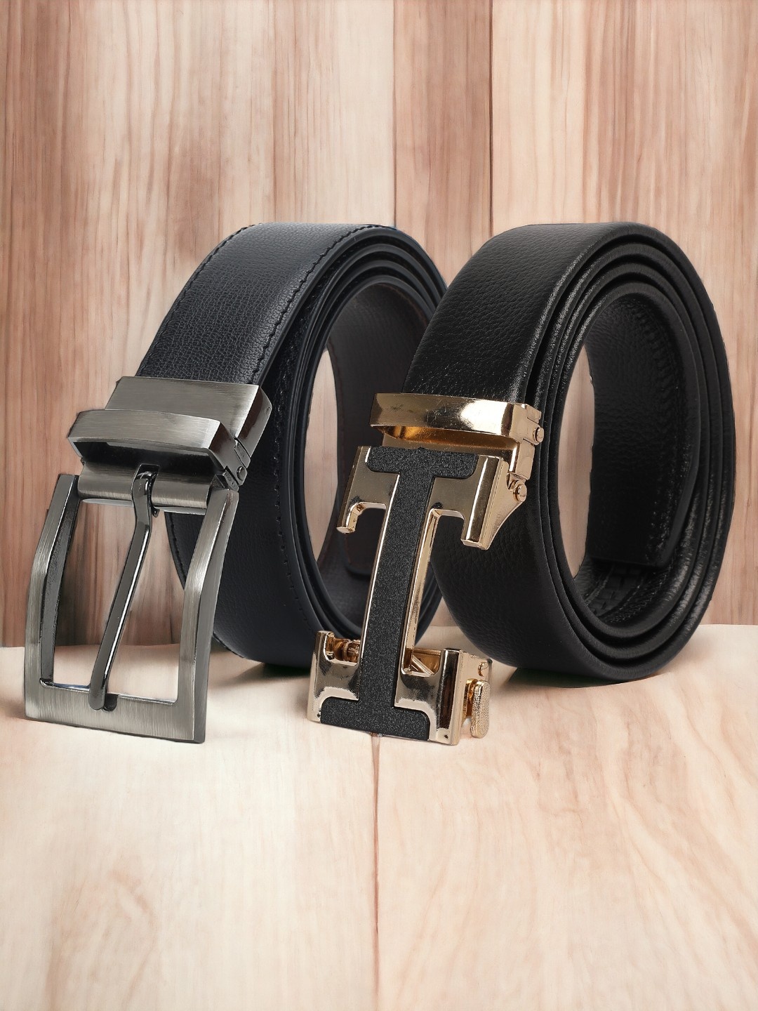 

CRUSSET Men Set Of 2 Textured Reversible Formal Belt, Black