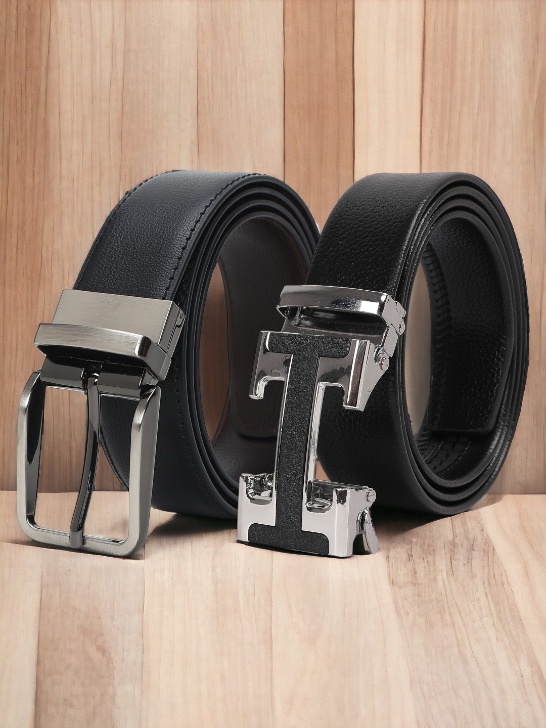 

CRUSSET Men Set Of 2 Reversible Formal Belt, Black