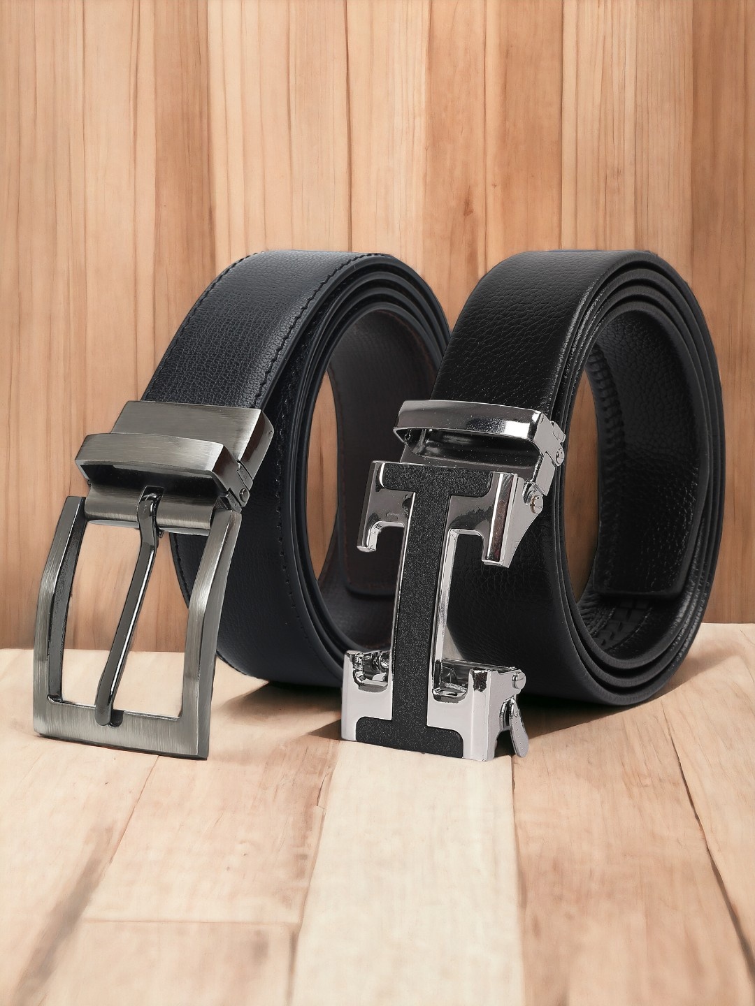 

CRUSSET Men Set Of 2 Textured Reversible Formal Belt, Black