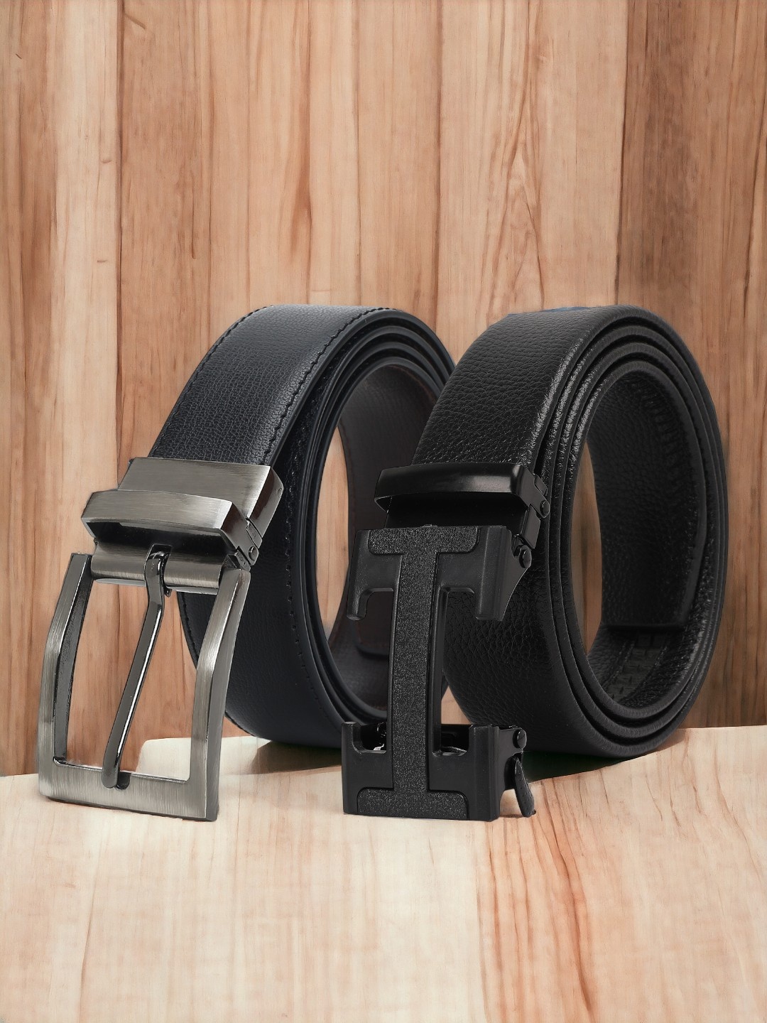 

CRUSSET Men Set Of 2 Textured Reversible Formal Belt, Black