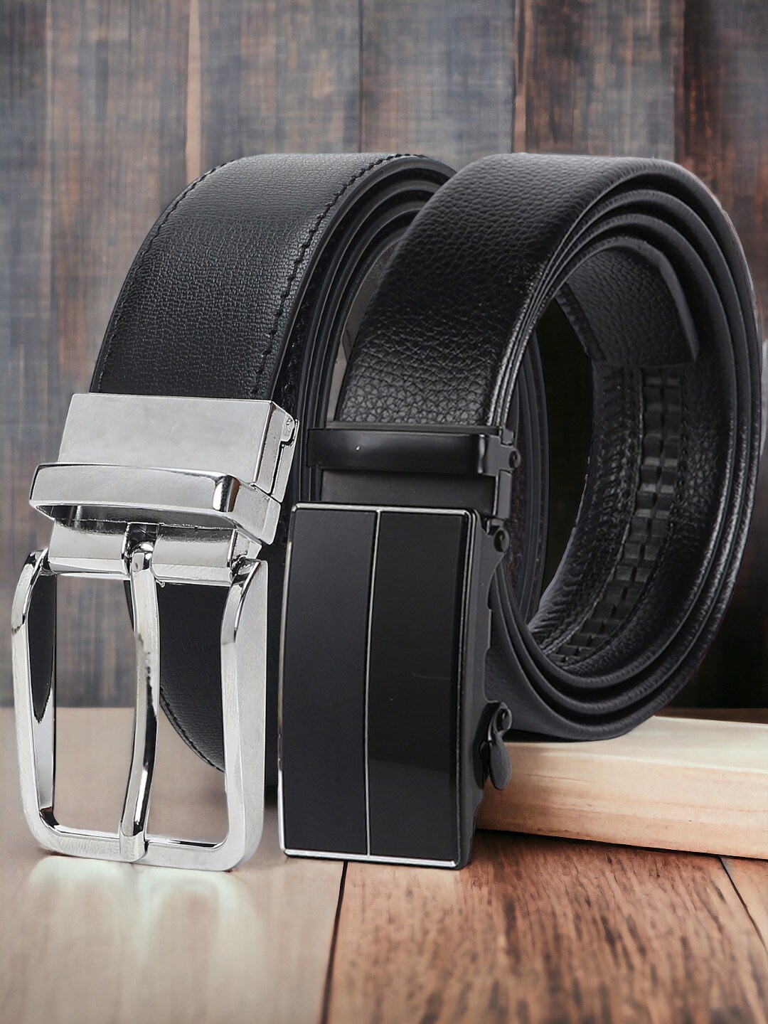 

CRUSSET Men Pack Of 2 Reversible Formal Belts, Black