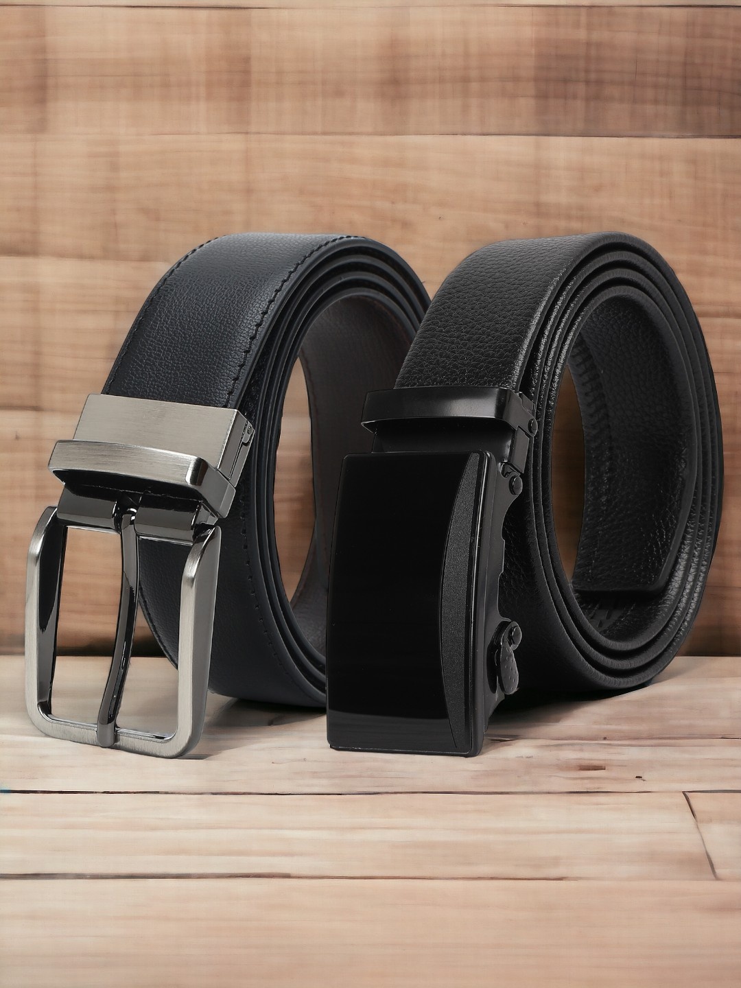 

CRUSSET Men Set Of 2 Textured Reversible Formal Belt, Black