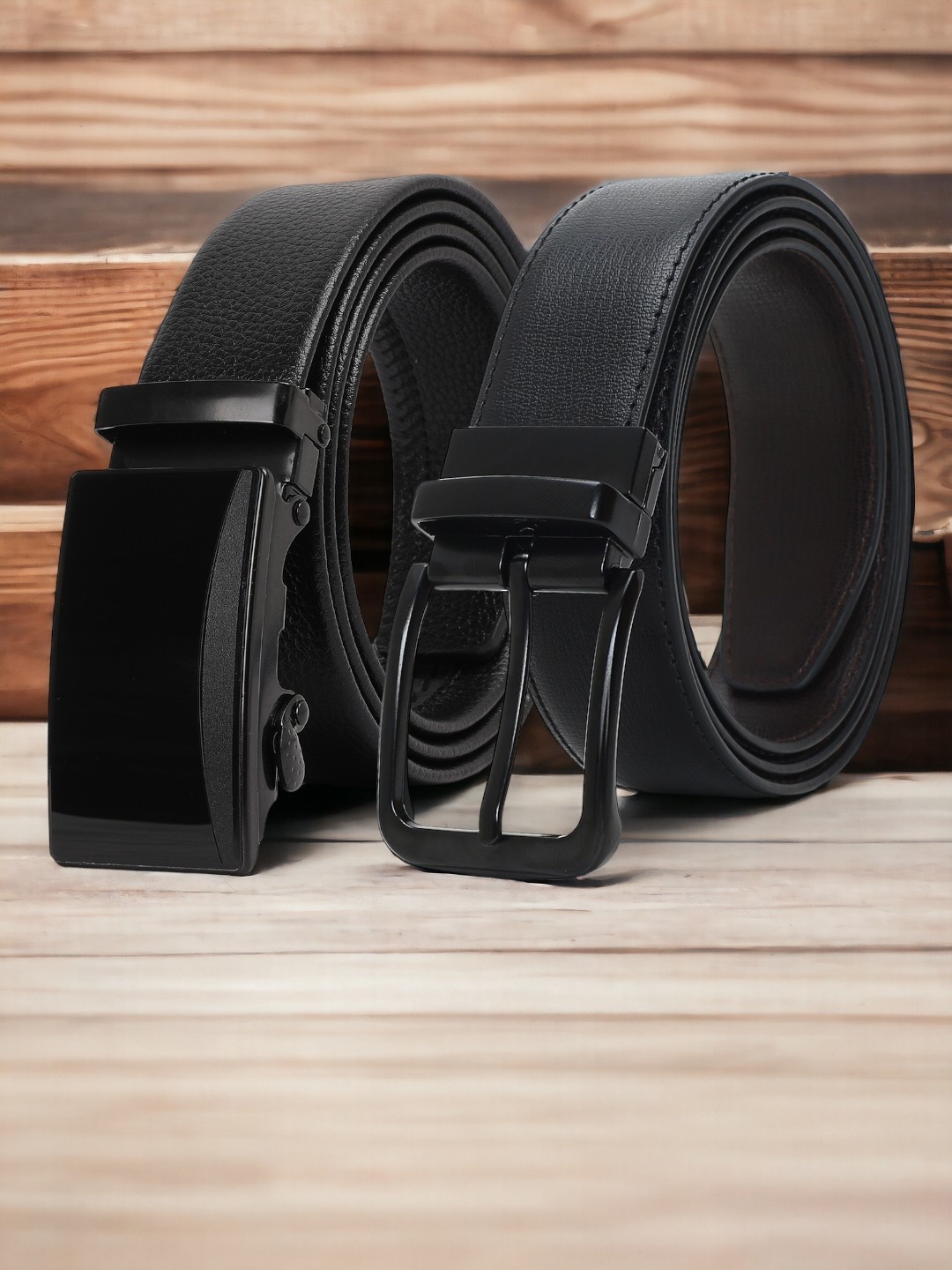 

CRUSSET Men Set Of 2 Textured Reversible Formal Belts, Black
