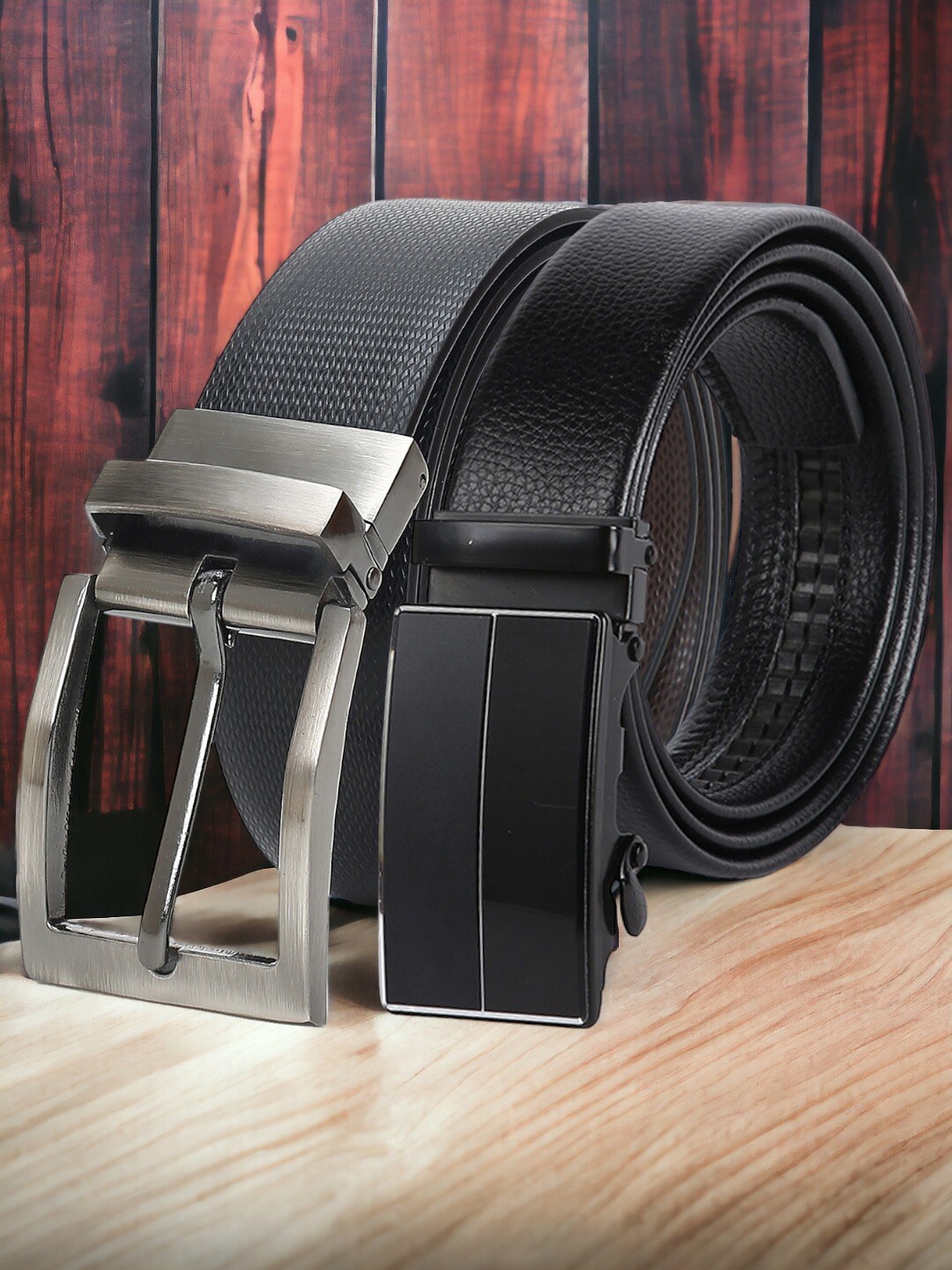 

CRUSSET Men Set Of 2 Reversible Formal Belts, Black