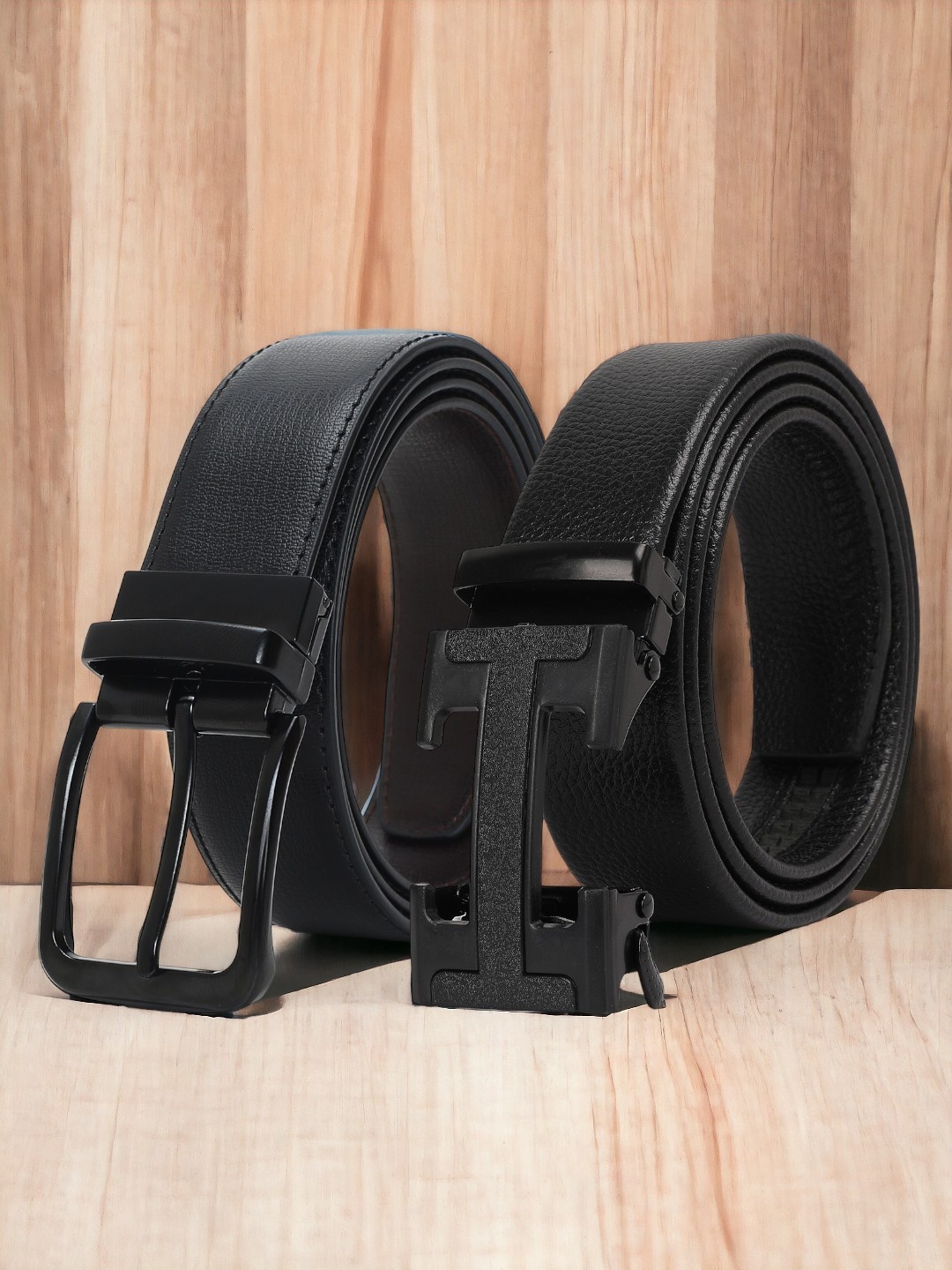 

CRUSSET Men Set Of 2 Textured Reversible Formal Belts, Black