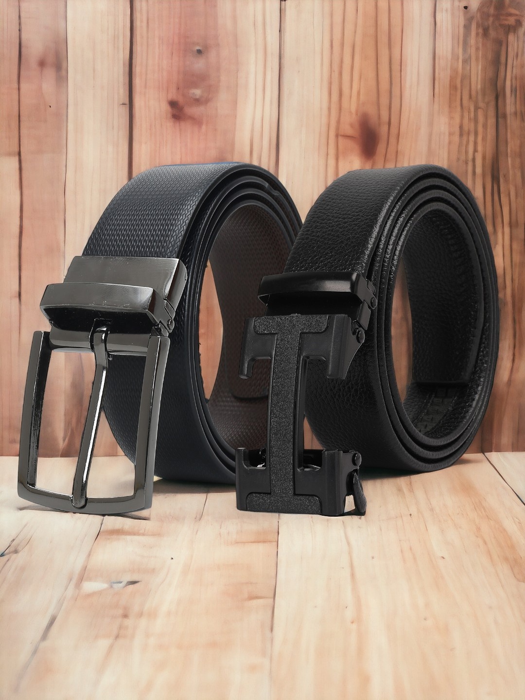 

CRUSSET Men Set Of 2 Reversible Formal Belts, Black