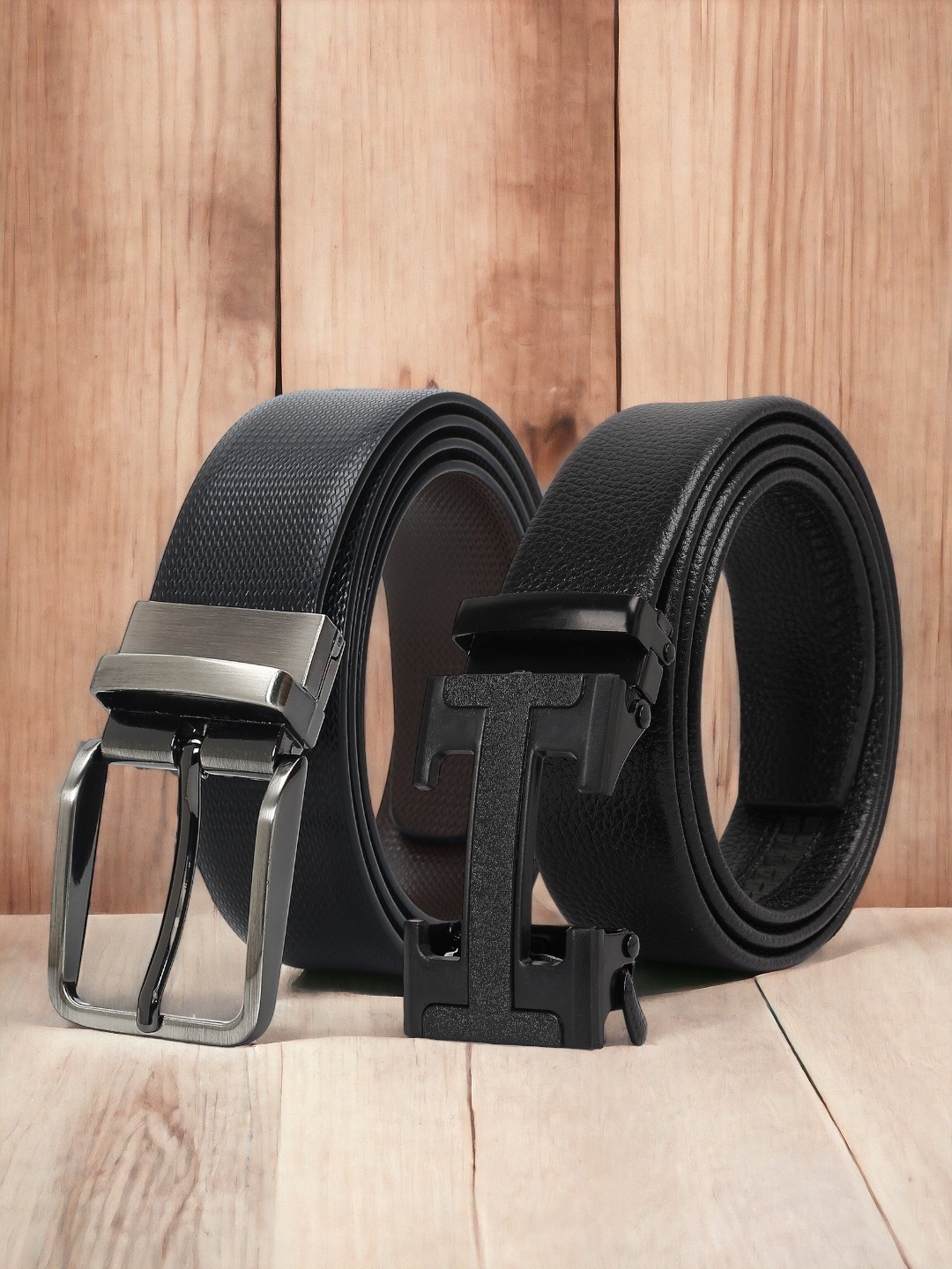 

CRUSSET Men Set Of 2 Reversible Formal Belts, Black