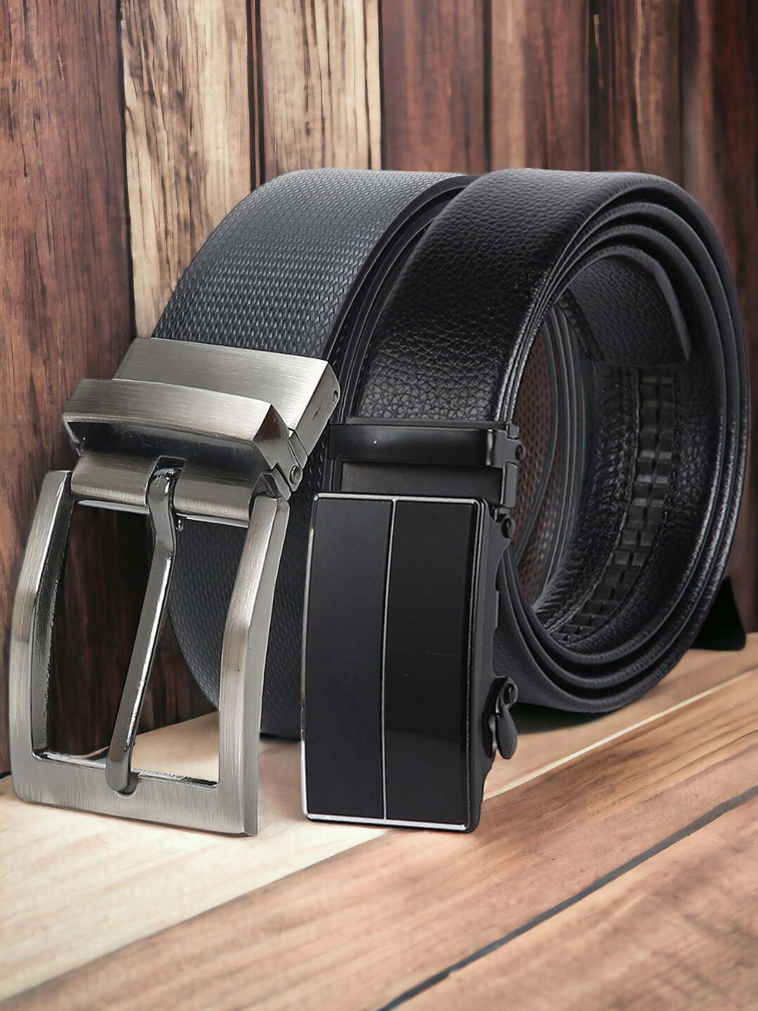 

CRUSSET Men Set Of 2 Reversible Formal Belts, Black