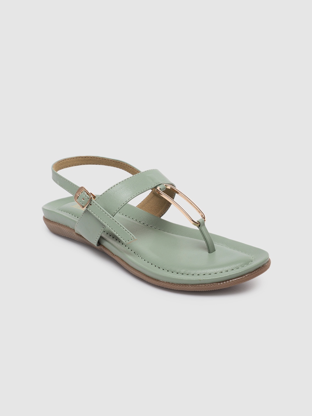 

Inc 5 Women Solid T-Strap Flats, Green