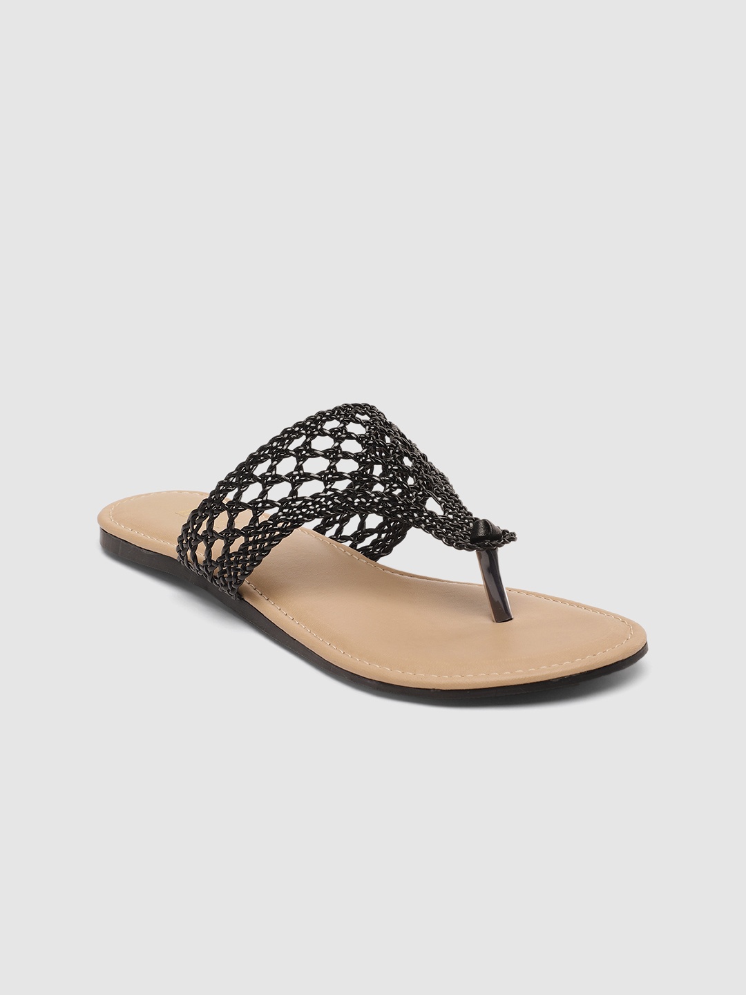 

Inc 5 Women Textured Open Toe Flats, Black