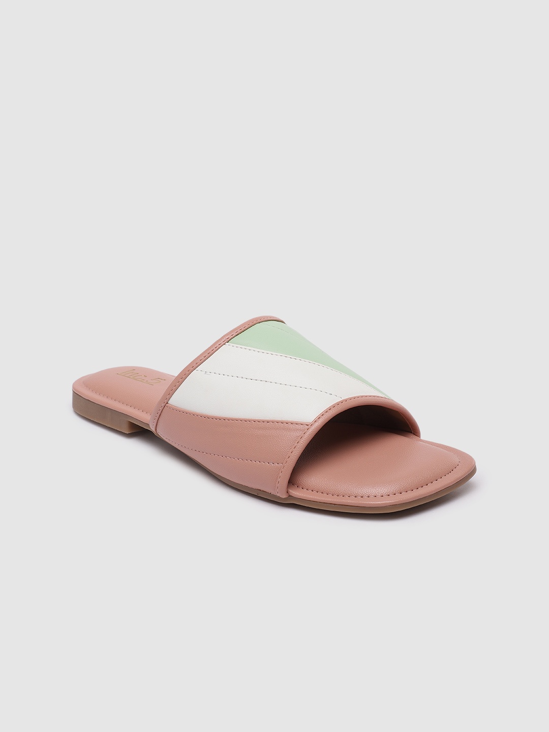 

Inc. 5 Women Colourblocked Open Toe Flats, Nude