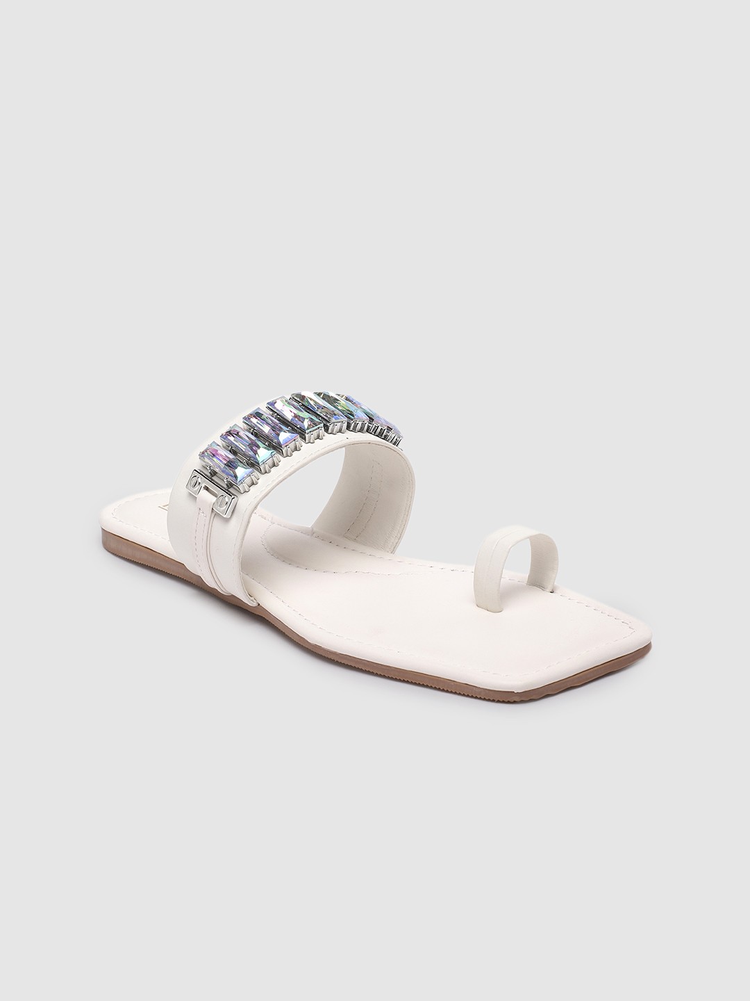 

Inc 5 Women Embellished One Toe Flats, White