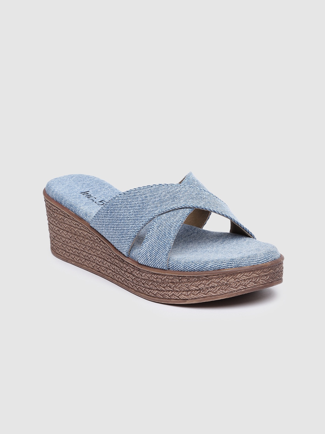 

Inc 5 Women Denim Textured Wedge Sandals, Blue