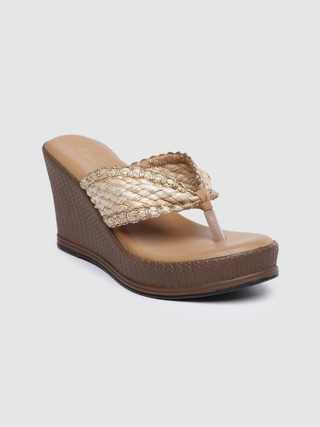 

Inc 5 Woven Design Textured Wedges, Beige