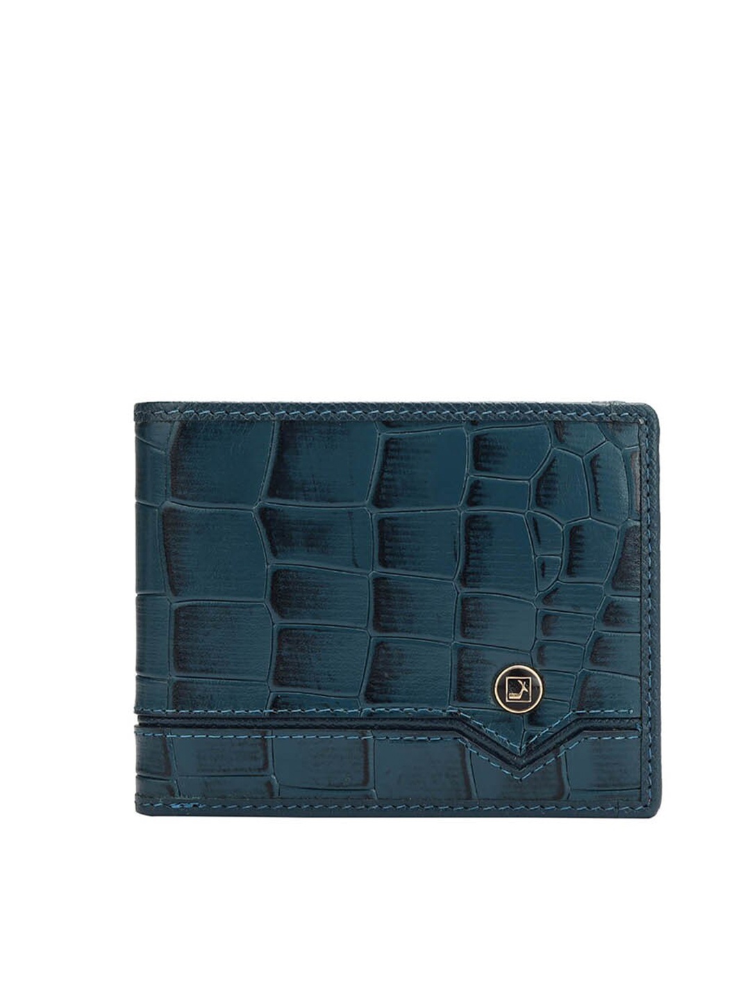 

Da Milano Geometric Textured Leather Two Fold Wallet, Blue