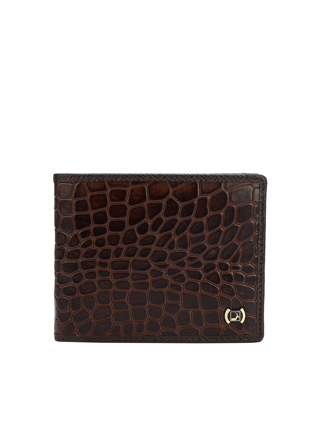 

Da Milano Men Textured Leather Two Fold Wallet, Brown