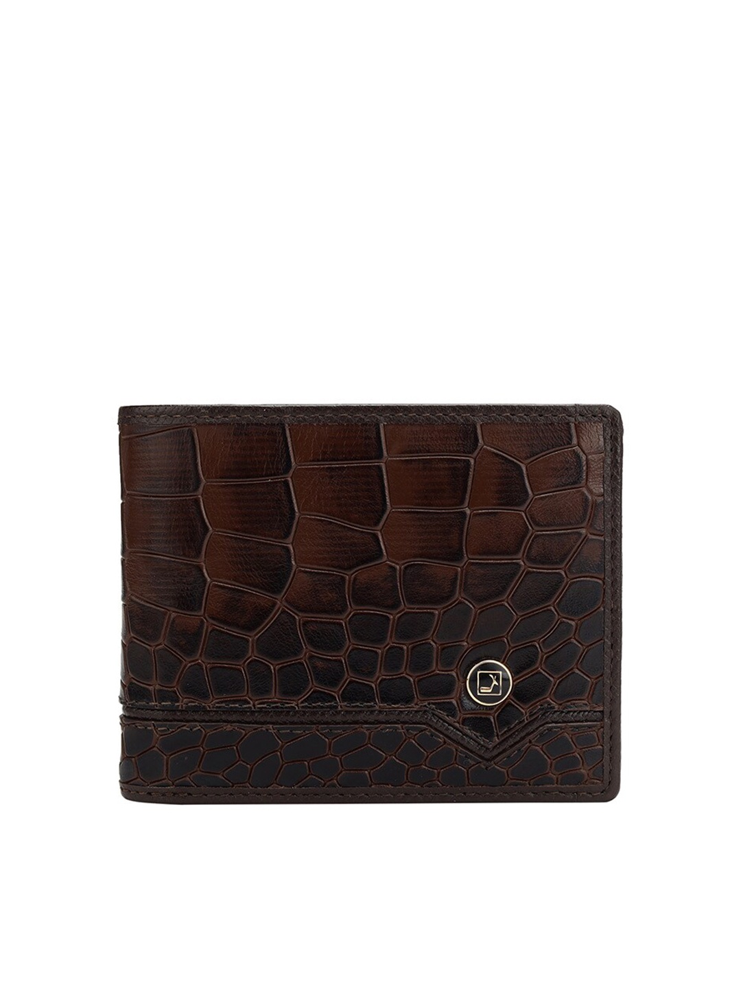 

Da Milano Men Textured Leather Two Fold Wallet, Brown