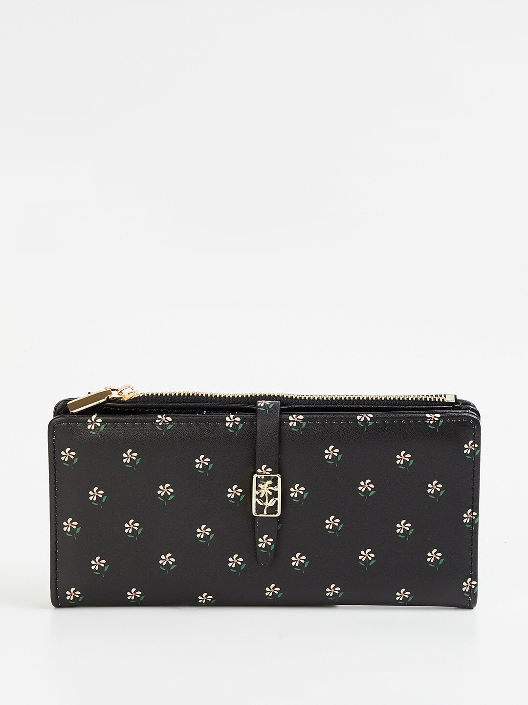 

Ginger by Lifestyle Women Floral Printed Two Fold Wallet, Black