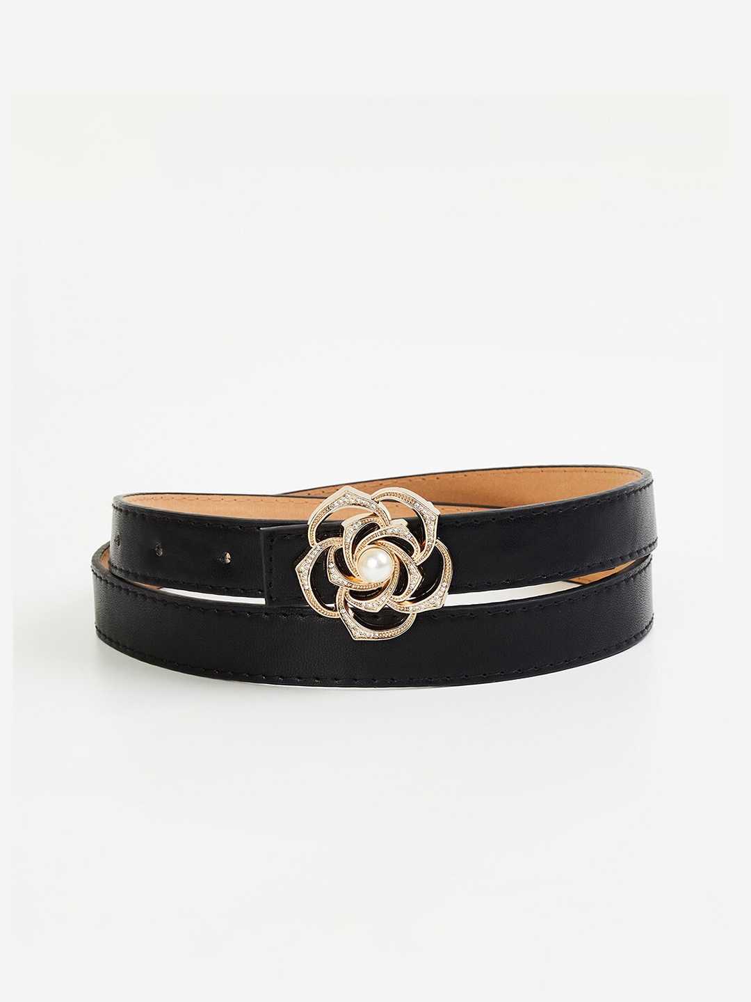 

Ginger by Lifestyle Women Embellished Slim Belt, Black