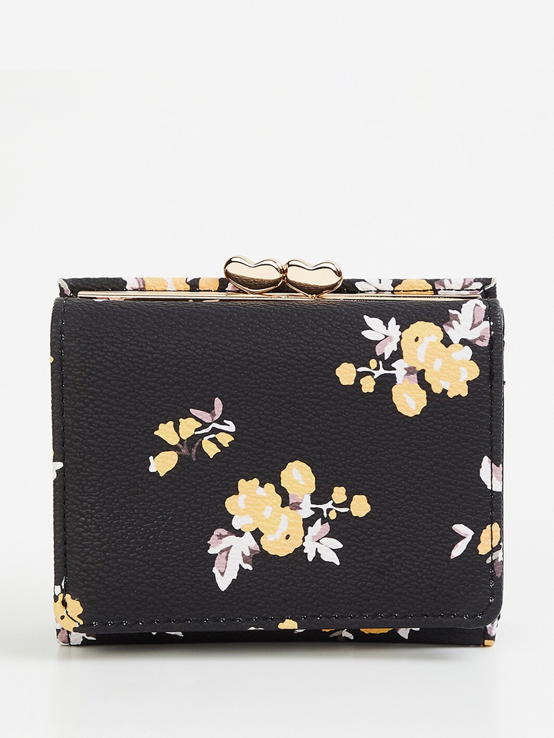 

Ginger by Lifestyle Women Floral Printed Two Fold Wallet, Black