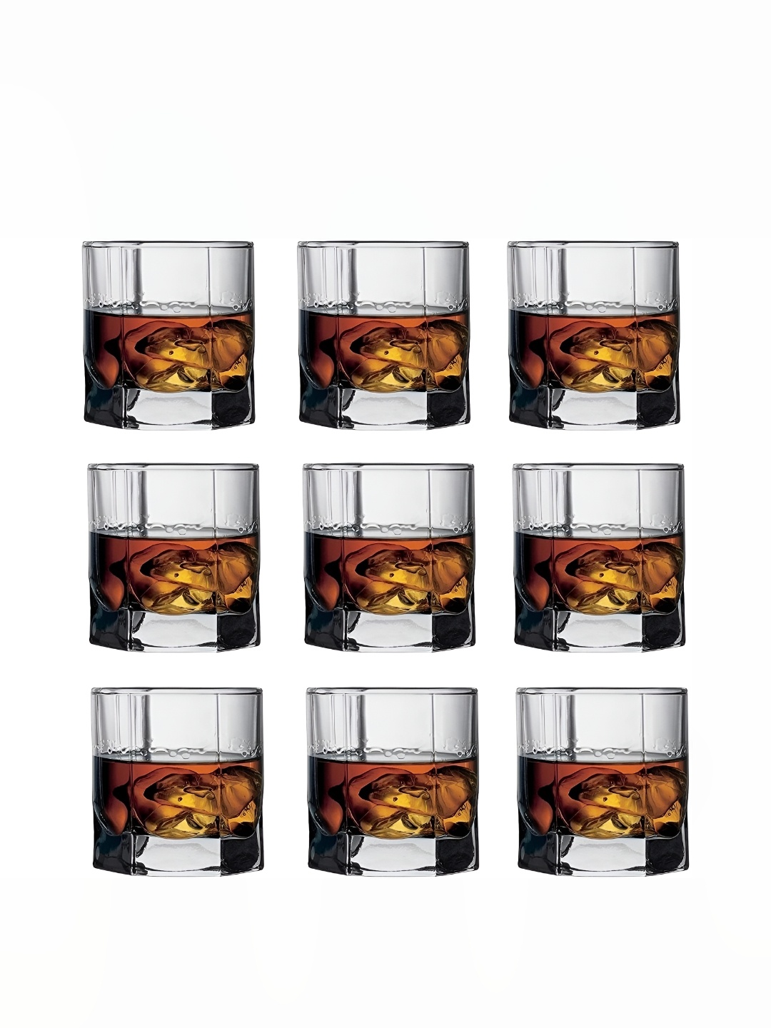 

Afast Transparent 9 Pcs Textured Dishwasher Safe Whisky Glass 150 ml