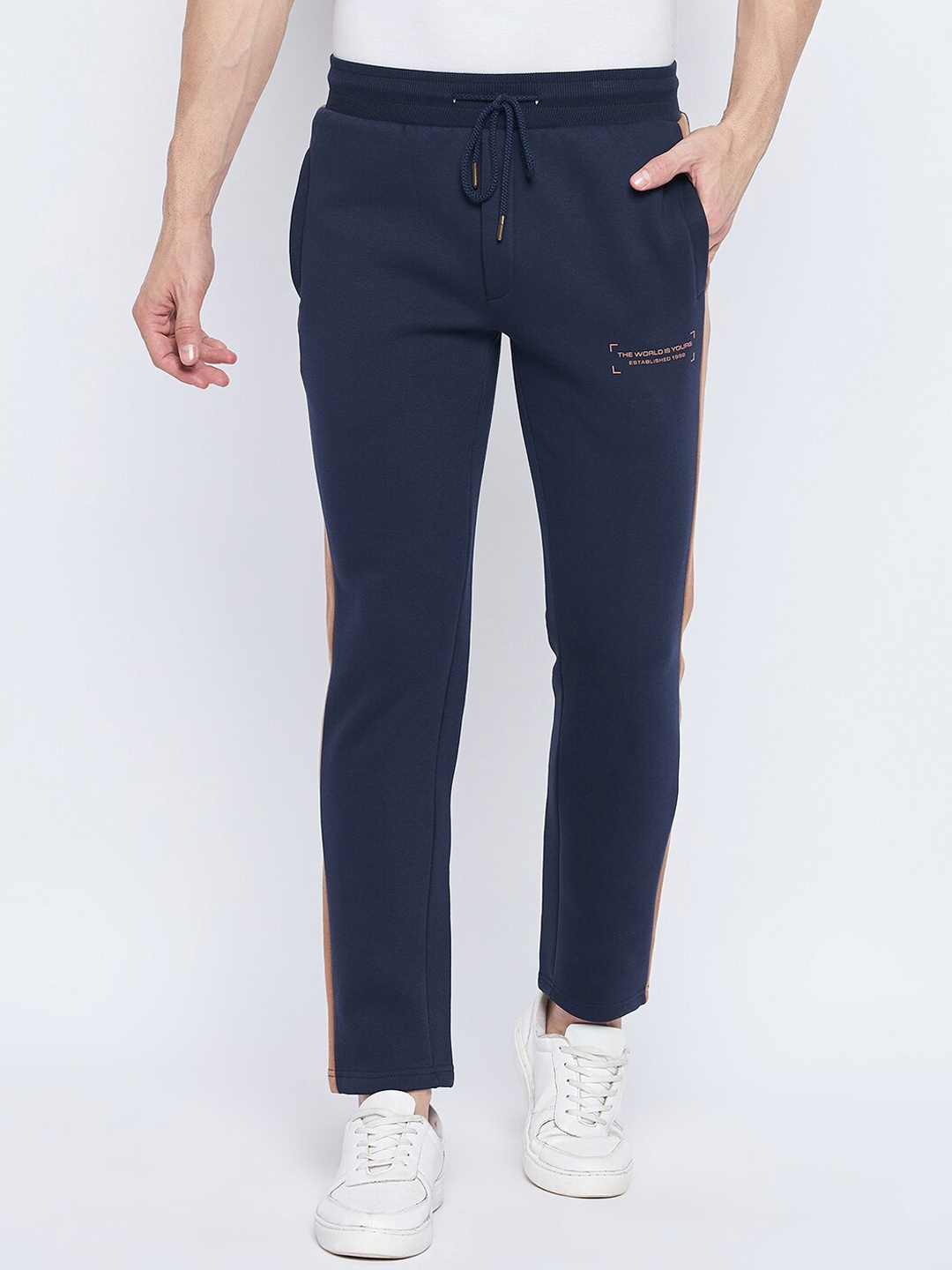 

CAMLA Men Relaxed Fit Cotton Mid Rise Track Pant, Navy blue