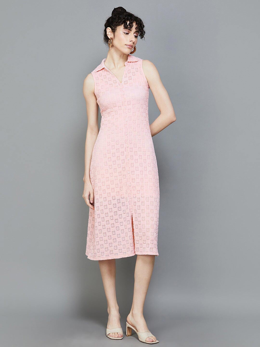

Ginger by Lifestyle Self Design Sheath Midi Dress With Slip, Pink