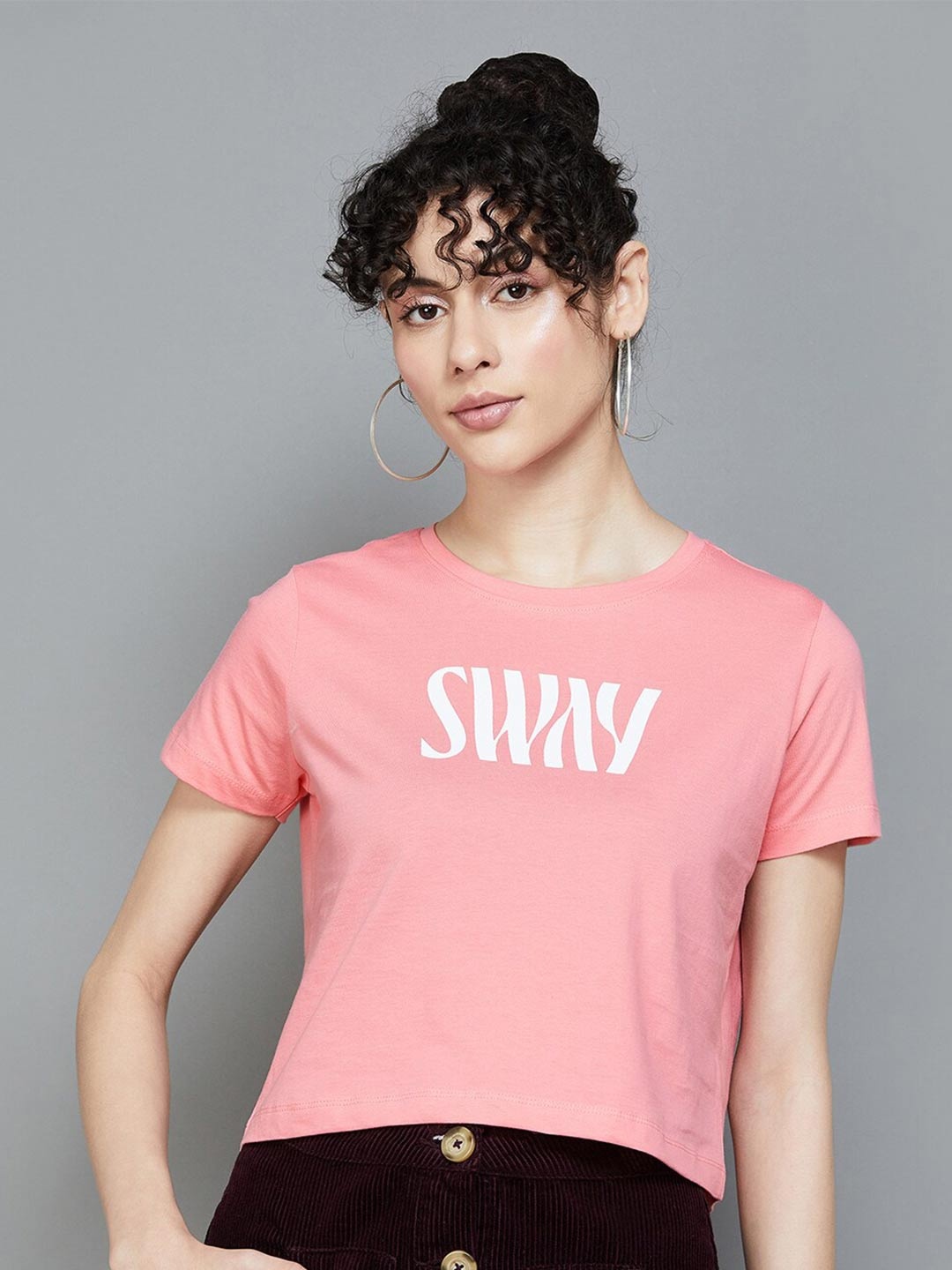 

Ginger by Lifestyle Typography Printed Pure Cotton T-shirt, Coral