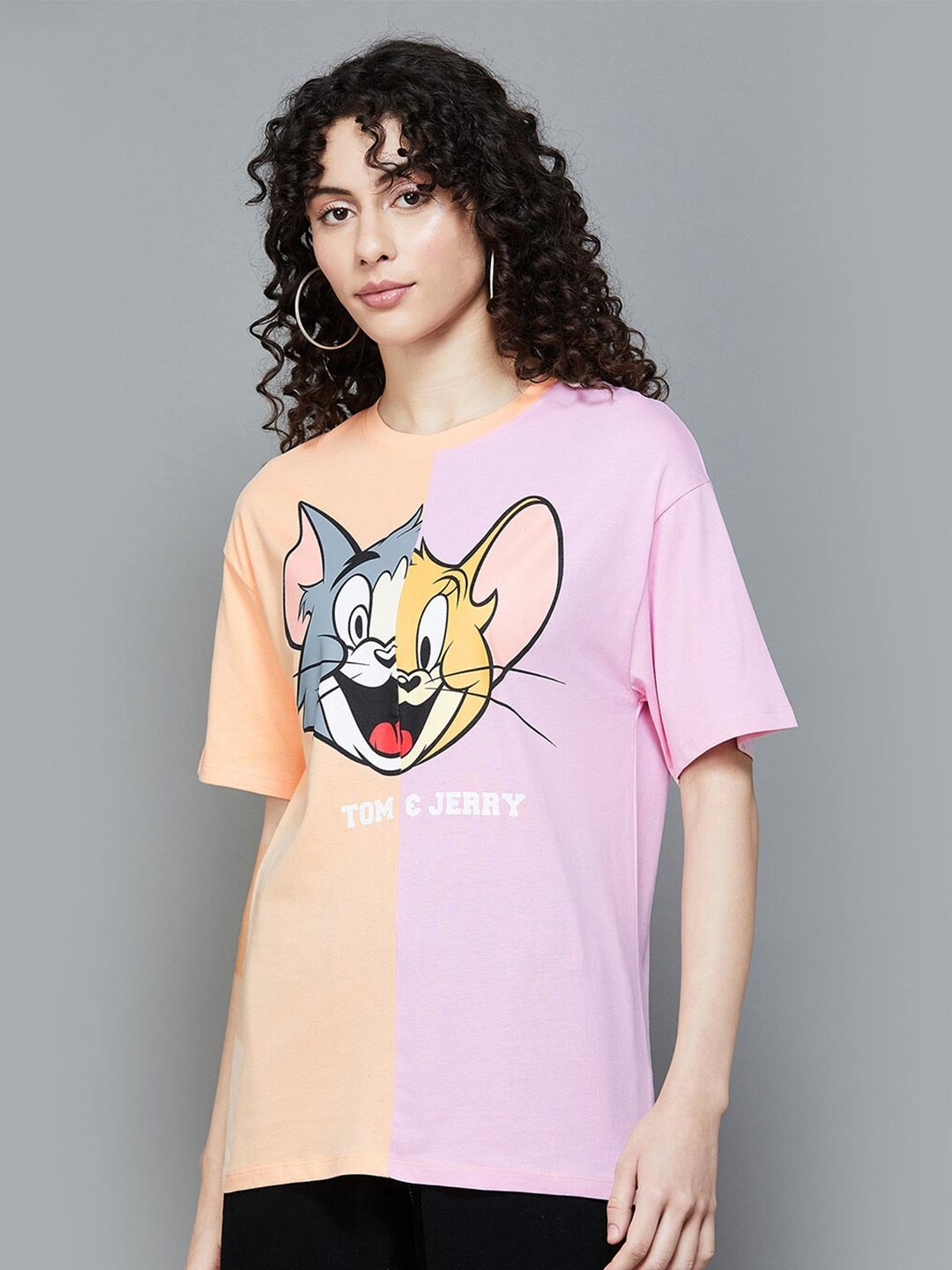 

Ginger by Lifestyle Tom & Jerry Printed Pure Cotton T-shirt, Pink