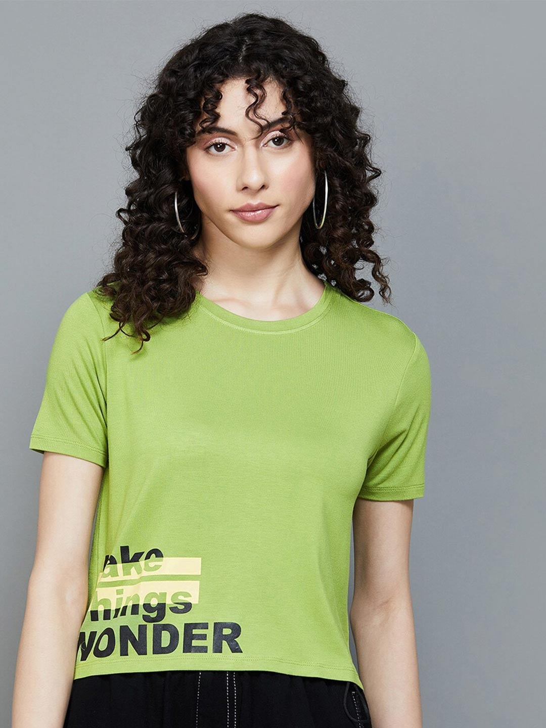 

Ginger by Lifestyle Typography Printed T-shirt, Green