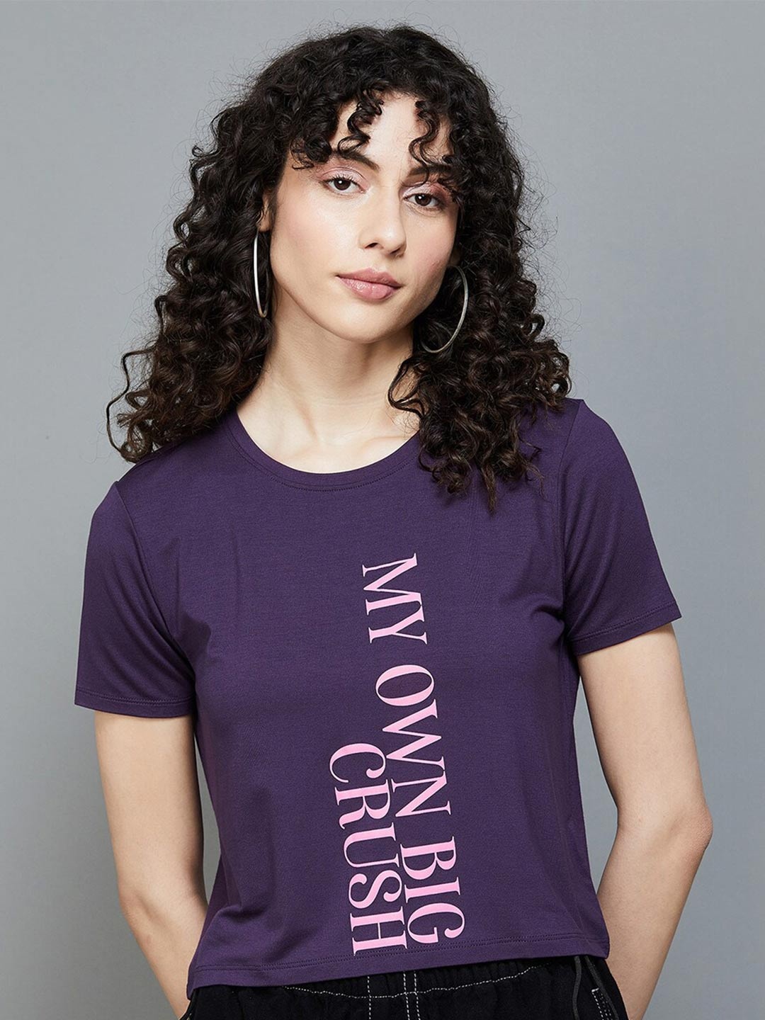 

Ginger by Lifestyle Typography Printed T-shirt, Purple