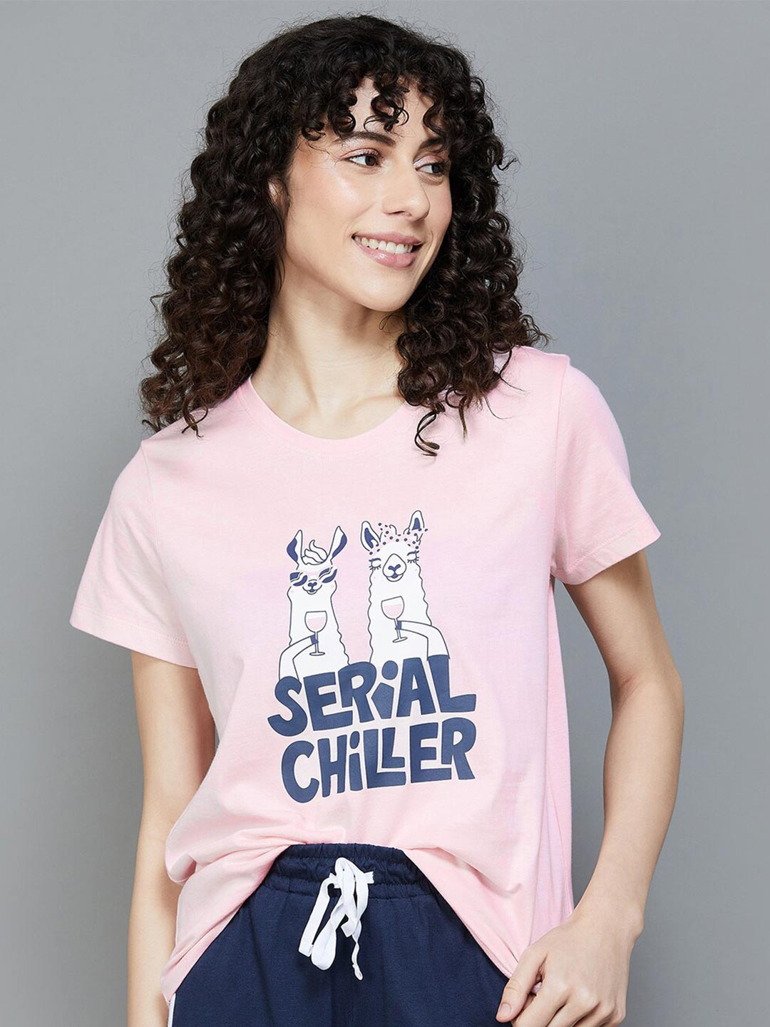 

Ginger by Lifestyle Typography Printed Pure Cotton T-shirt, Pink
