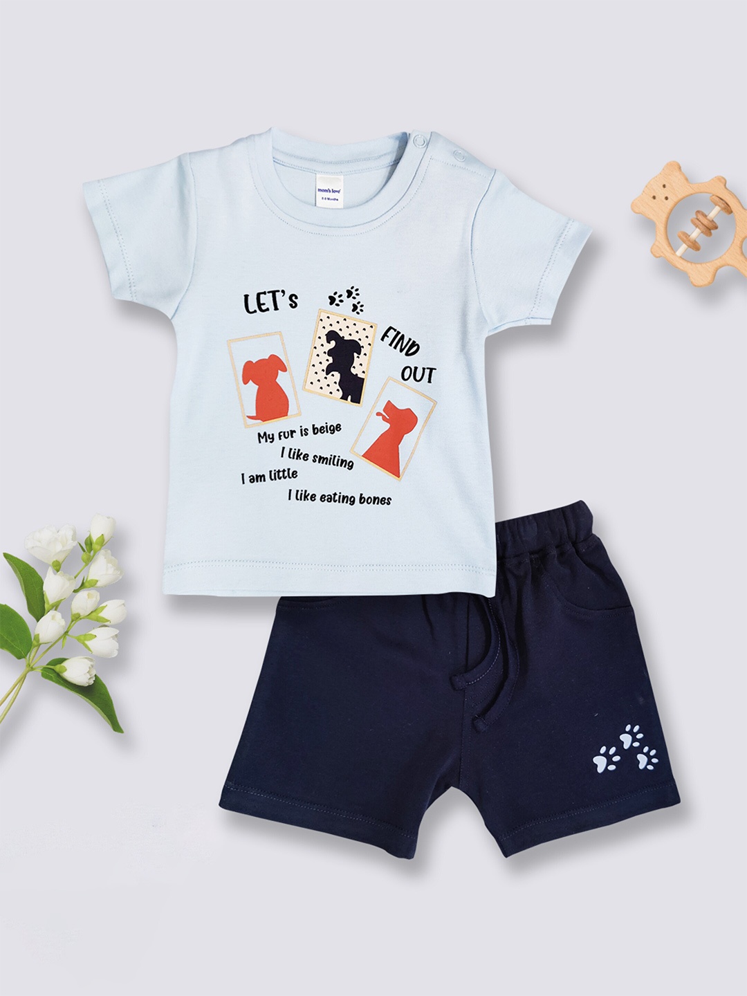 

Moms Love Boys Printed Cotton Clothing Set, Blue