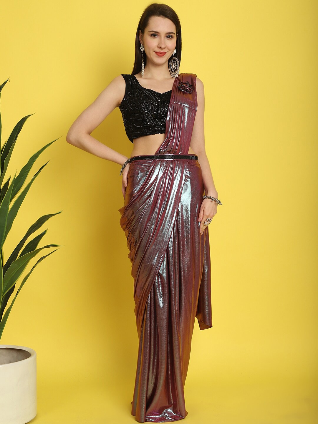 

Grancy Ready to Wear Saree, Burgundy