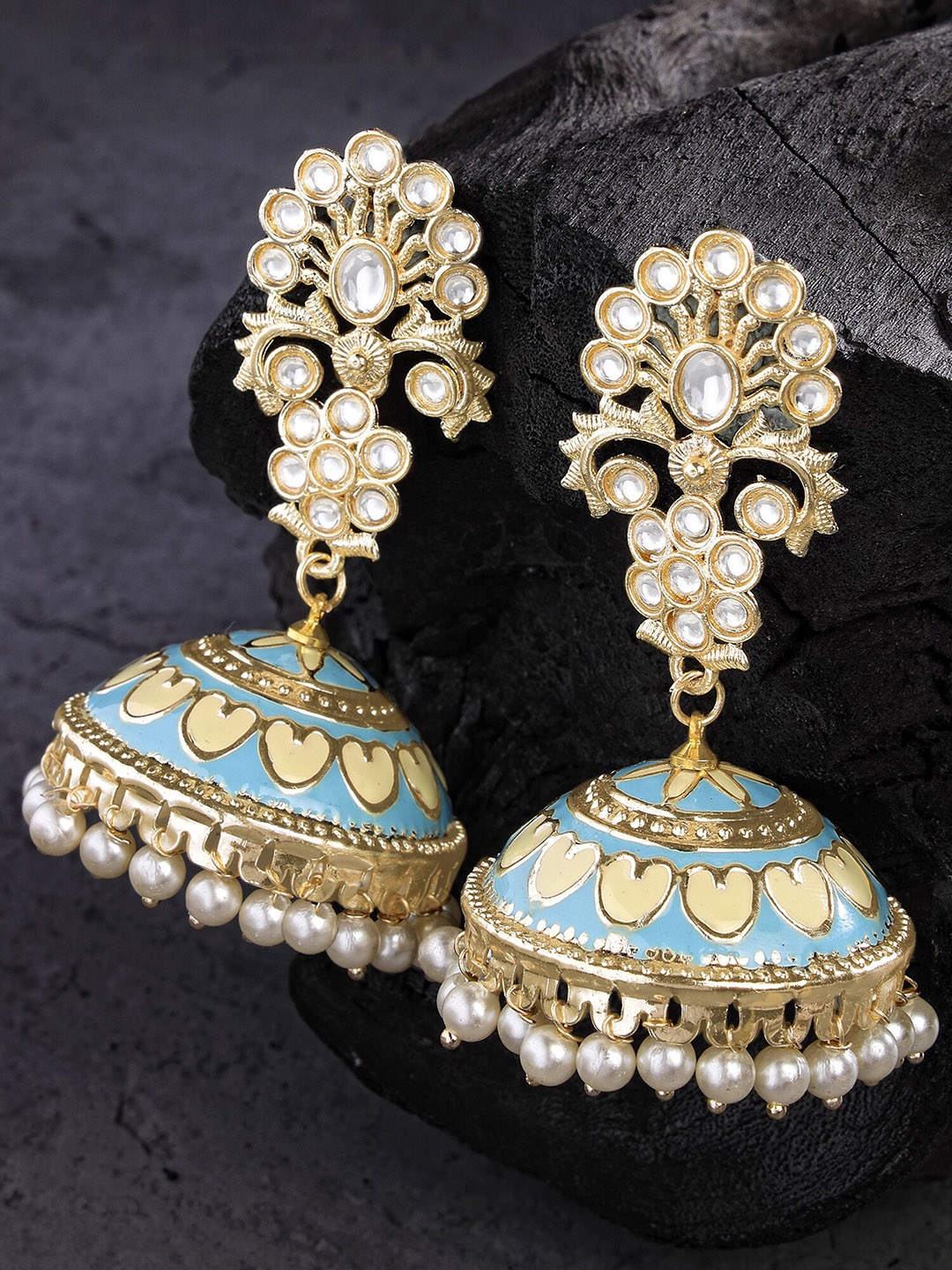 

KARATCART Gold-Plated Dome Shaped Jhumkas Earrings