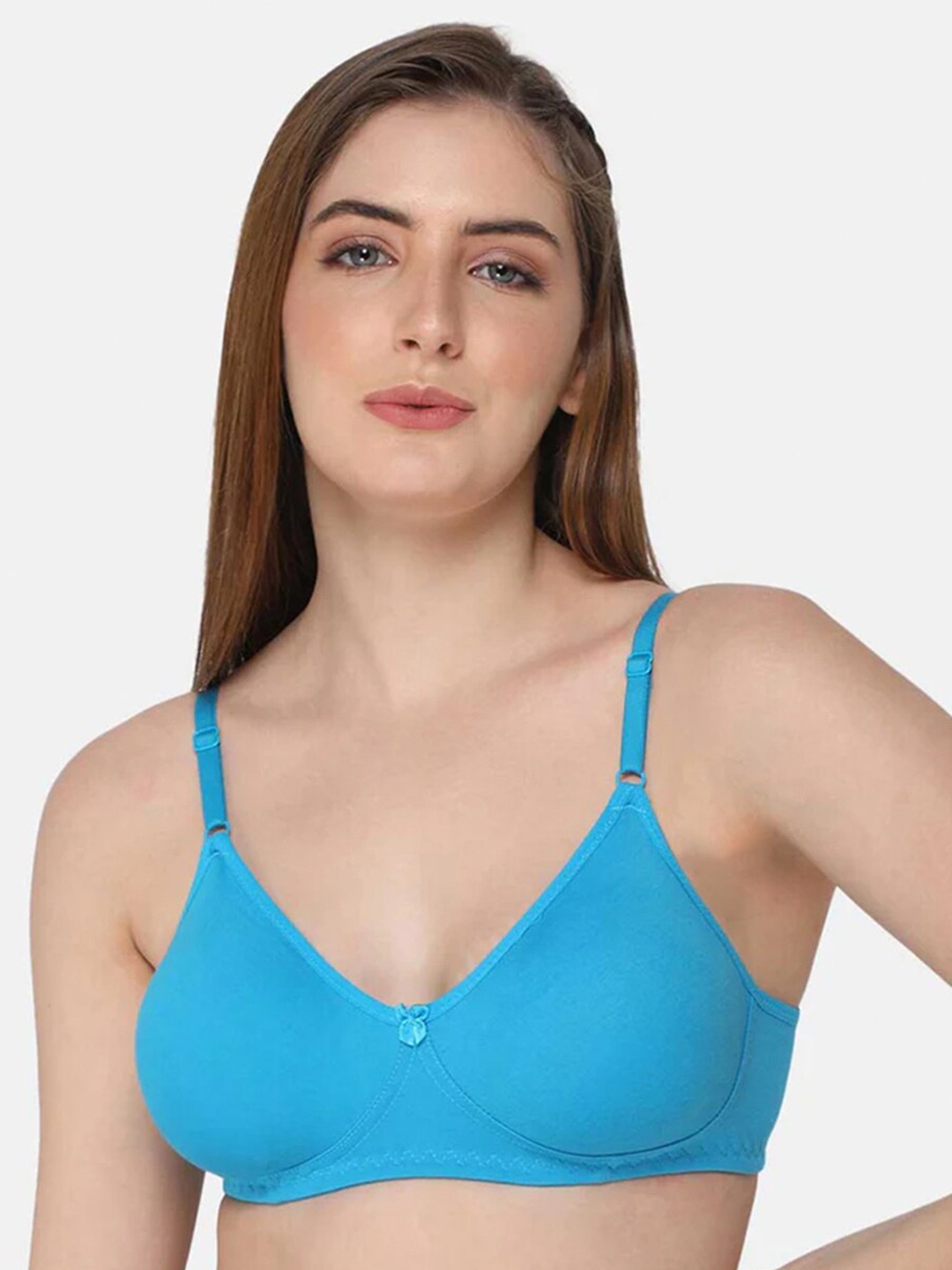 

intimacy LINGERIE Medium Coverage Non Padded Cotton Everyday Bra - All Day Comfort, Blue