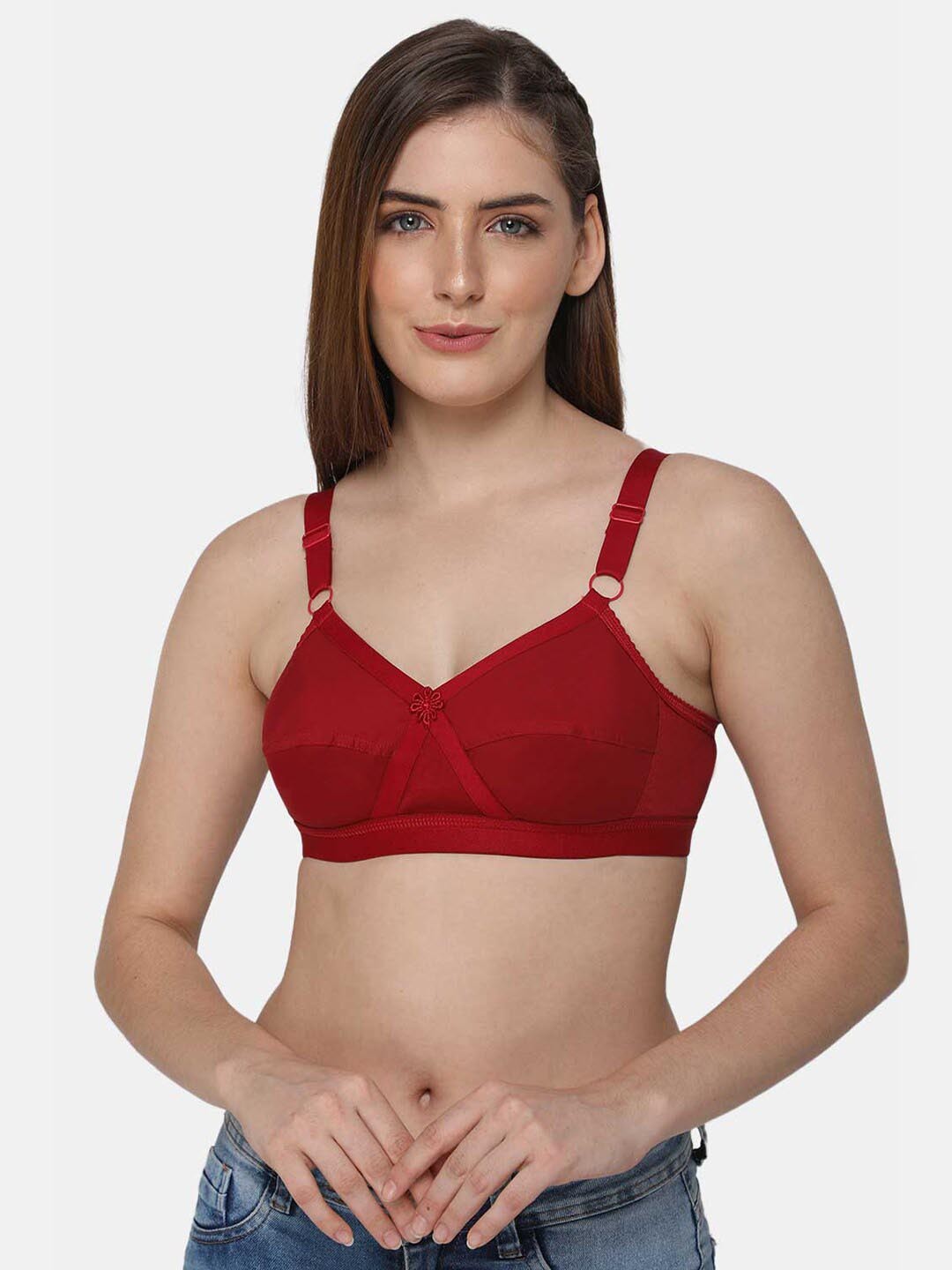 

intimacy LINGERIE Full Coverage Non Padded Cotton Bra With All Day Comfort, Red