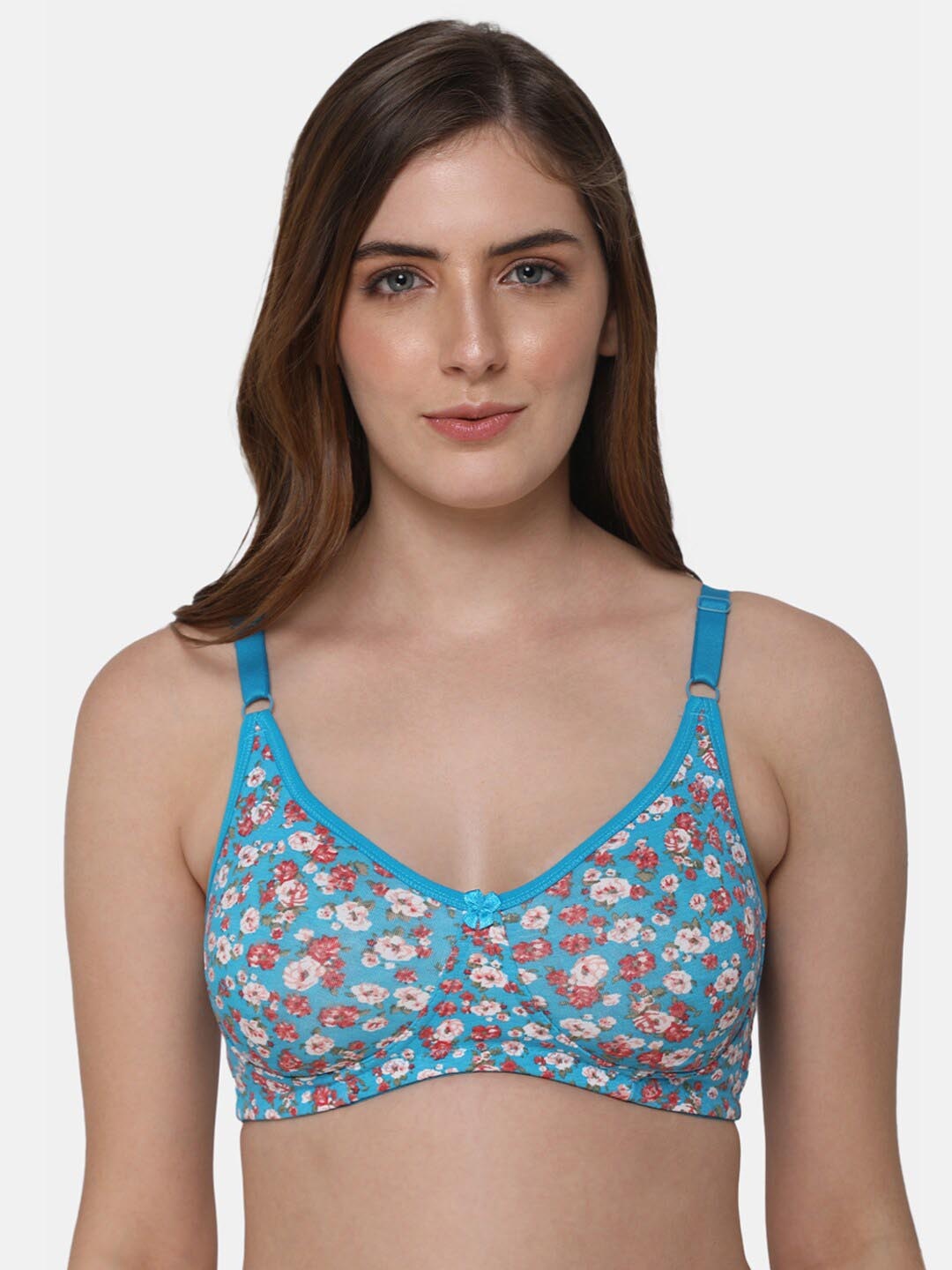 

intimacy LINGERIE Floral Printed Full Coverage Cotton T-shirt Bra With All Day Comfort, Blue