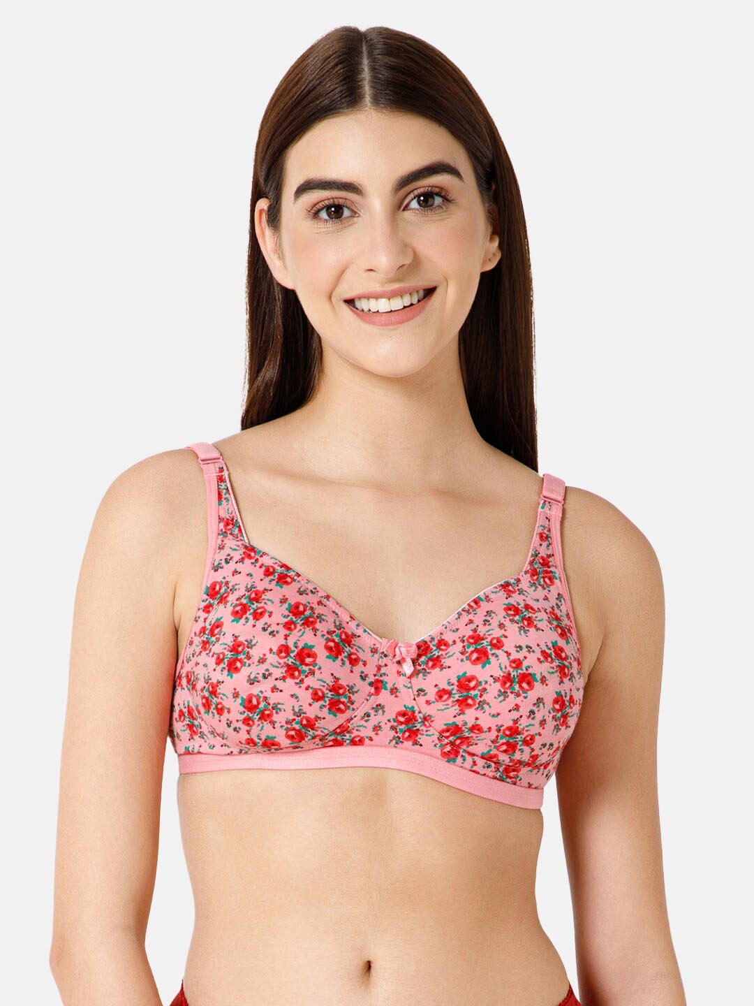 

intimacy LINGERIE Floral Printed Medium Coverage Cotton Everyday Bra With All Day Comfort, Pink