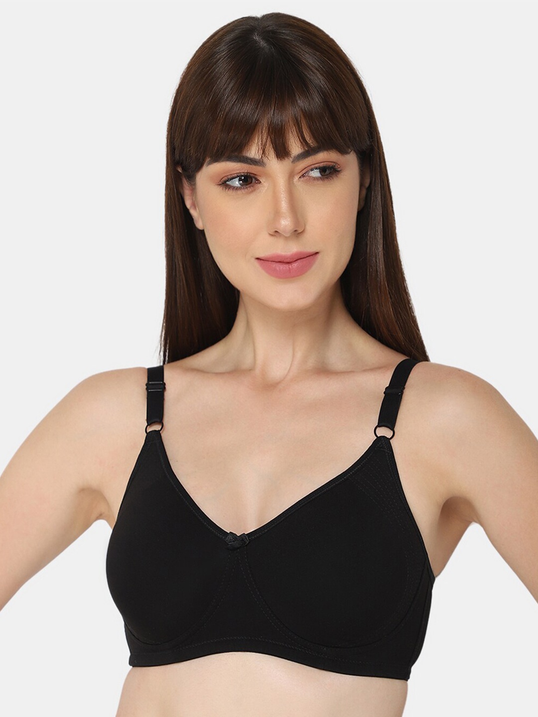 

intimacy LINGERIE Full Coverage Cotton T-shirt Bra With Side Shaper, Black
