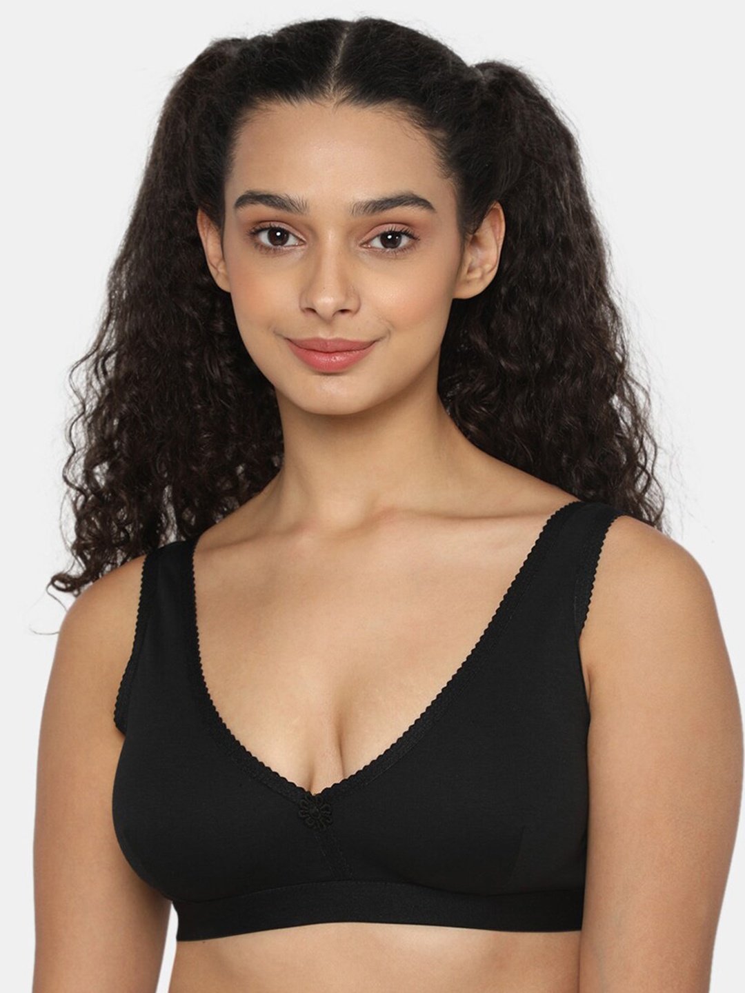 

intimacy LINGERIE Non-Padded Teenager Cotton Plunge Bra With All Day Comfort, Black