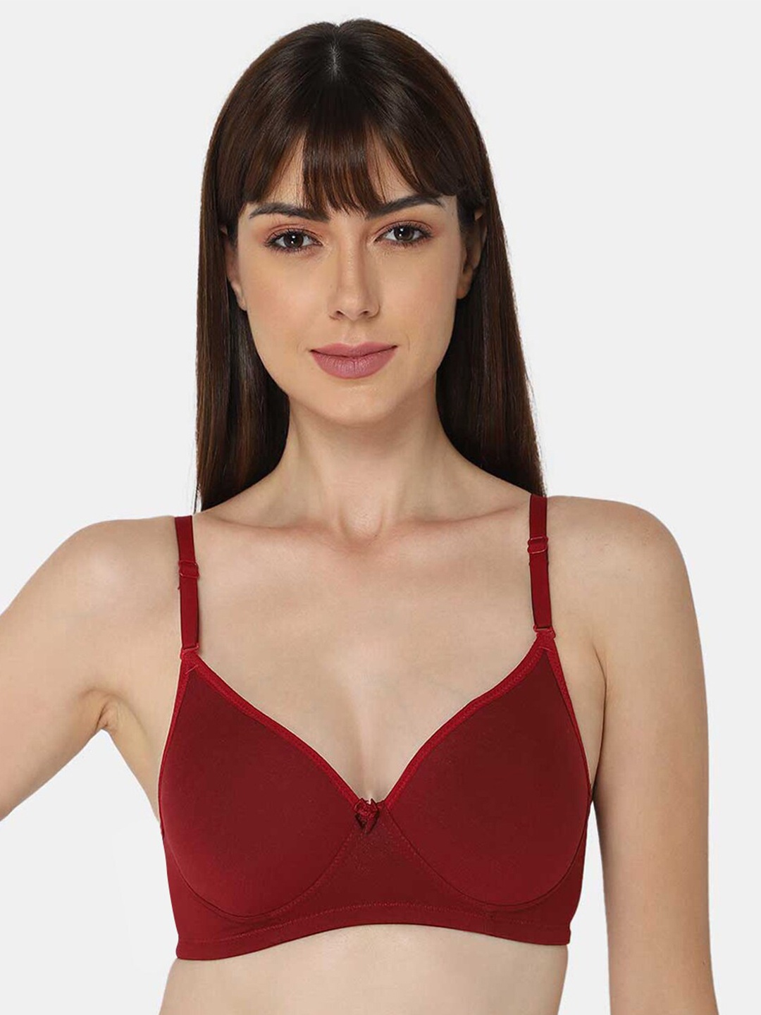 

intimacy LINGERIE Solid Cotton T-shirt Bra - Medium Coverage Lightly Padded, Red