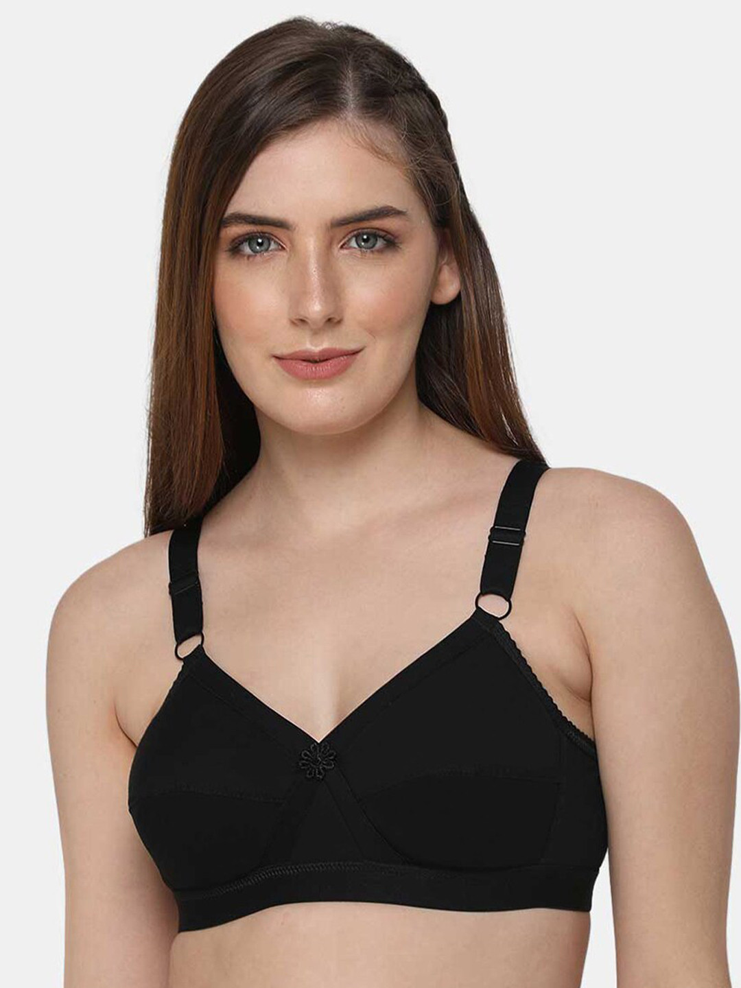 

intimacy LINGERIE Full Coverage Non Padded Cotton Everyday Bra With All Day Comfort, Black