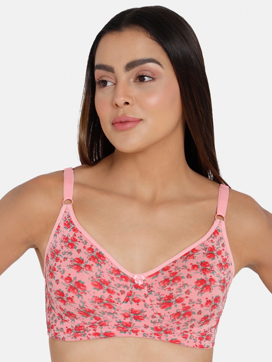 

intimacy LINGERIE Floral Printed Full Coverage Side Shaper Cotton Everyday Bra, Pink