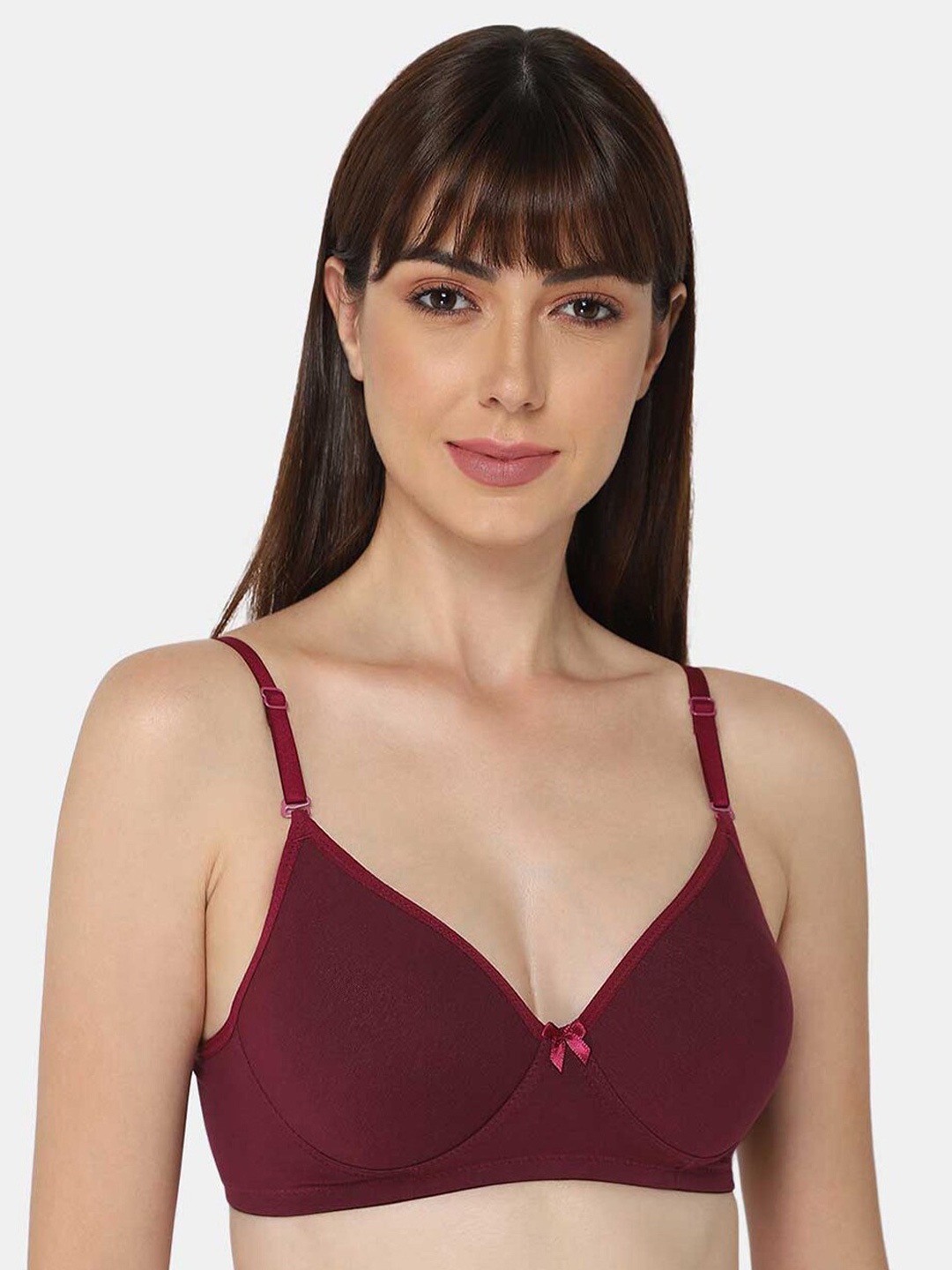 

intimacy LINGERIE Medium Coverage Lightly Padded Cotton T-shirt Bra With All Day Comfort, Maroon